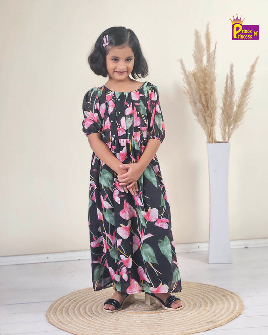 Kids Georgette Black Trendy Gown TG003