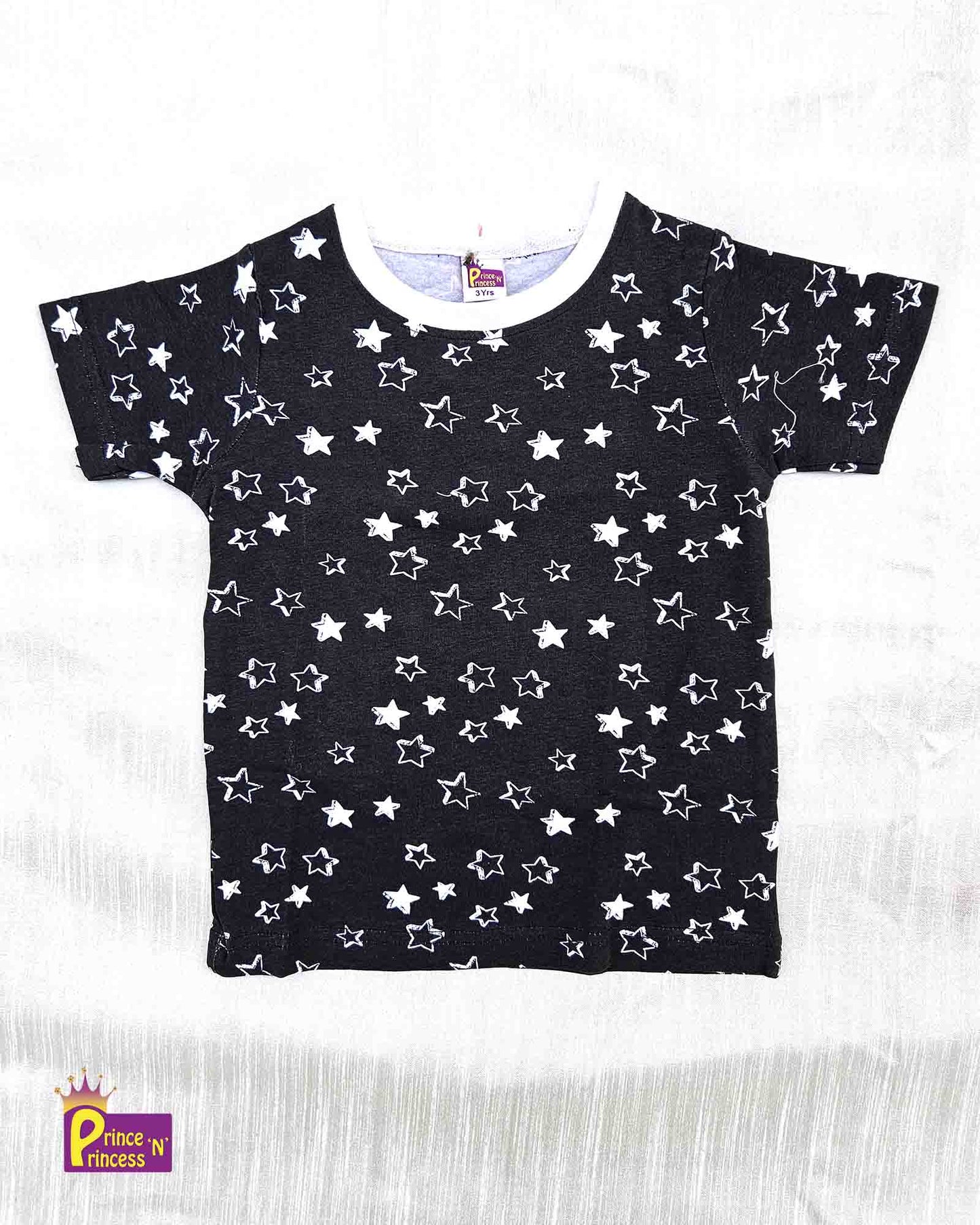 Boys Black Printed T Shirt  TS074 Prince N Princess