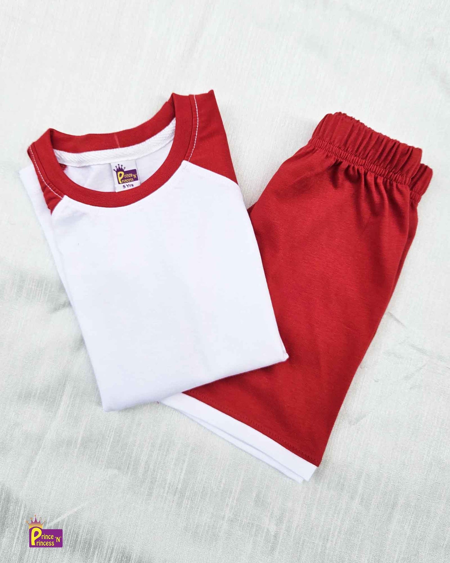 Boys Red white   Raglan Sleeve T shirt with Trouser TS104 Prince N Princess