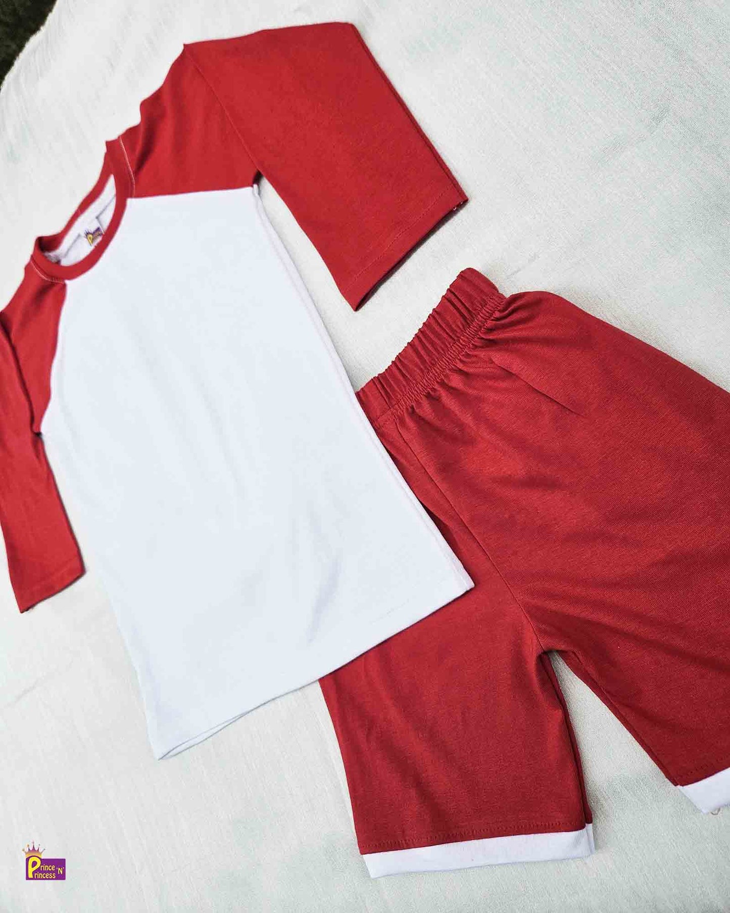 Boys Red white   Raglan Sleeve T shirt with Trouser TS104