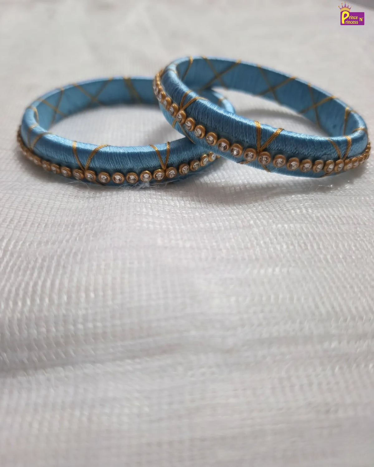 Kids Sky Blue Silk Thread Bangles -BA039