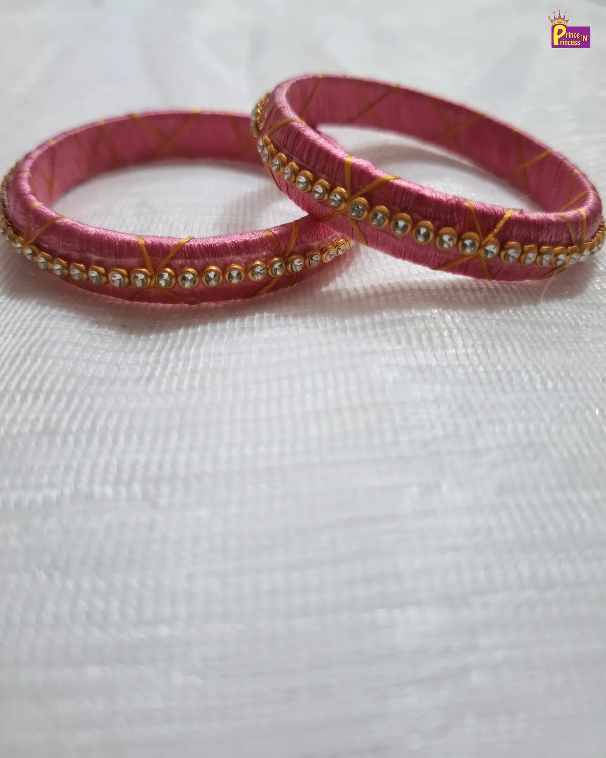 Kids Light Pink Silk Thread Bangles- BA040