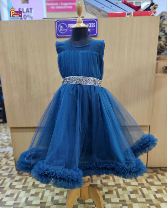 Kids Peacock Blue frock Gown BG199
