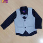 Boys Silver ash Overcoat, Black shirt With Bow And Pant KB001-1