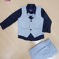 Boys Silver ash Overcoat, Black shirt With Bow And Pant KB001-1