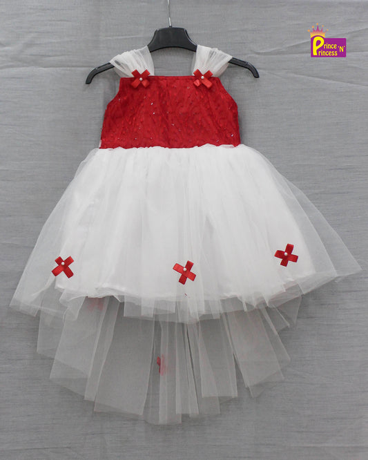 Kids White with Red Festival Frock WGF006