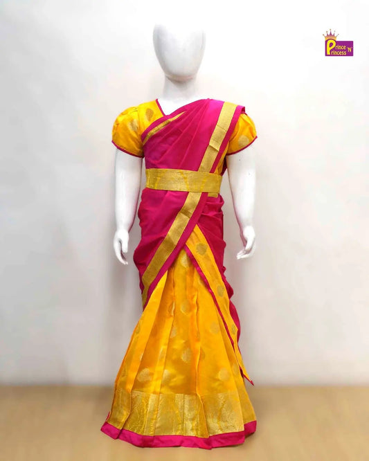 Yellow pink Traditional Half saree for Little Princess HF038