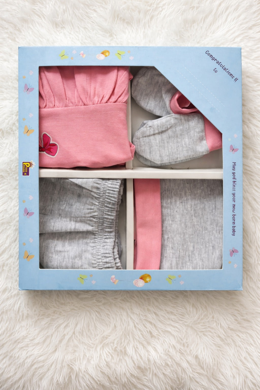 NewBorn Girl Baby GiftBox Set (Baby Pink And Melange) NGB01