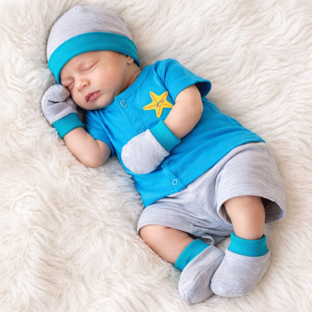 NewBorn Boy Baby GiftBox Set (Blue And Melange) NGB02