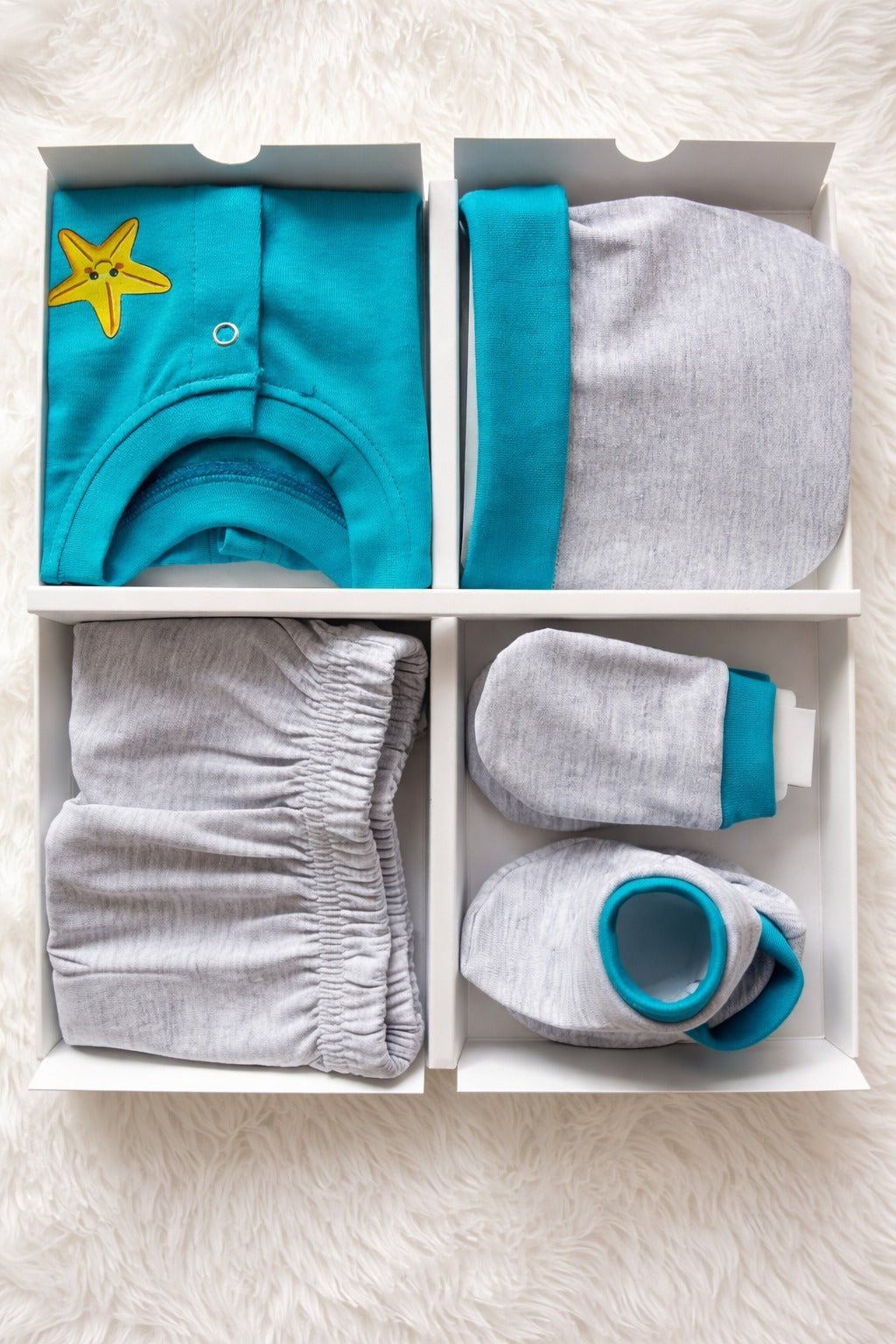 NewBorn Boy Baby GiftBox Set (Blue And Melange) NGB02