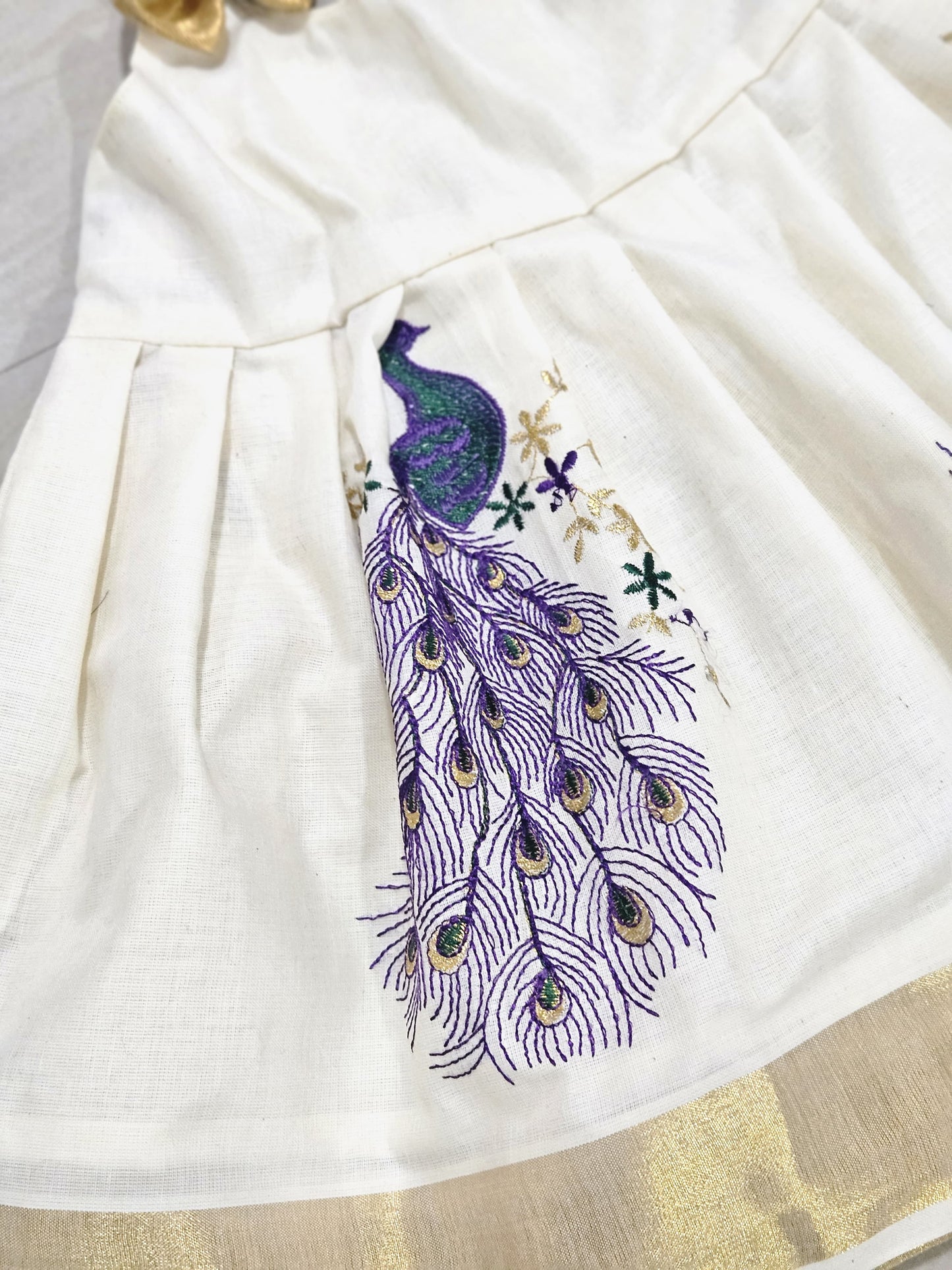 Toddlers Peacock embroidery Pattu Frock LF585