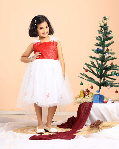 Kids White with Red Festival Frock WGF006