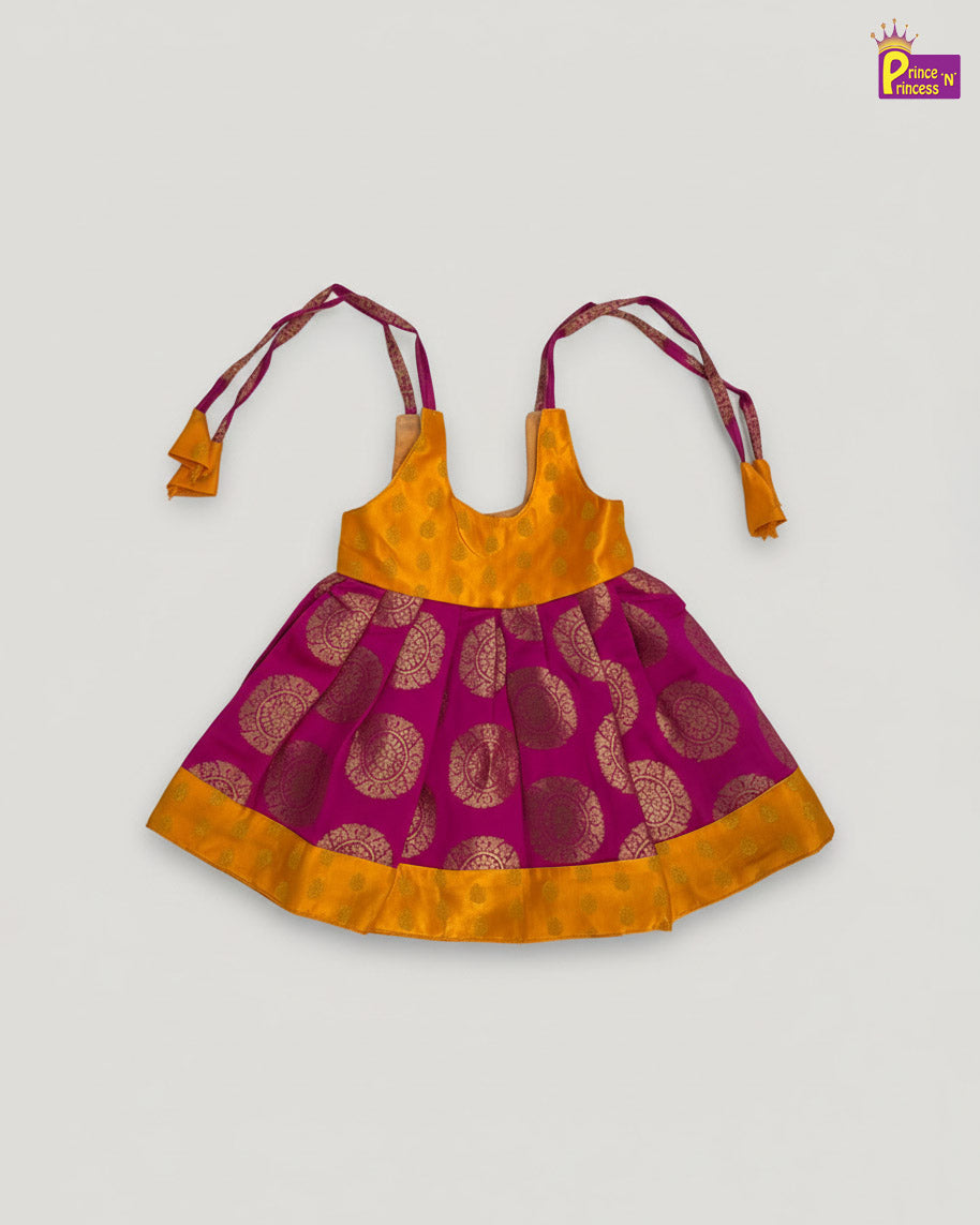 Yellow and purple dress with floral patterns on a light gray background - Prince N Princess