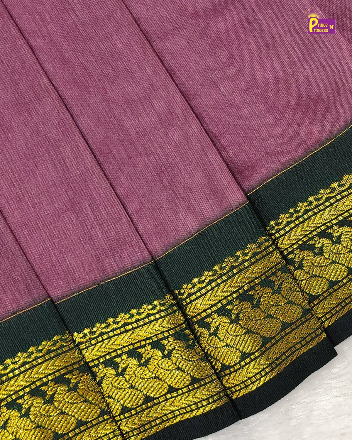 Newborn Kalyani Cotton Traditional Dress - Mauve Dark Green Zari Frock  LF2063