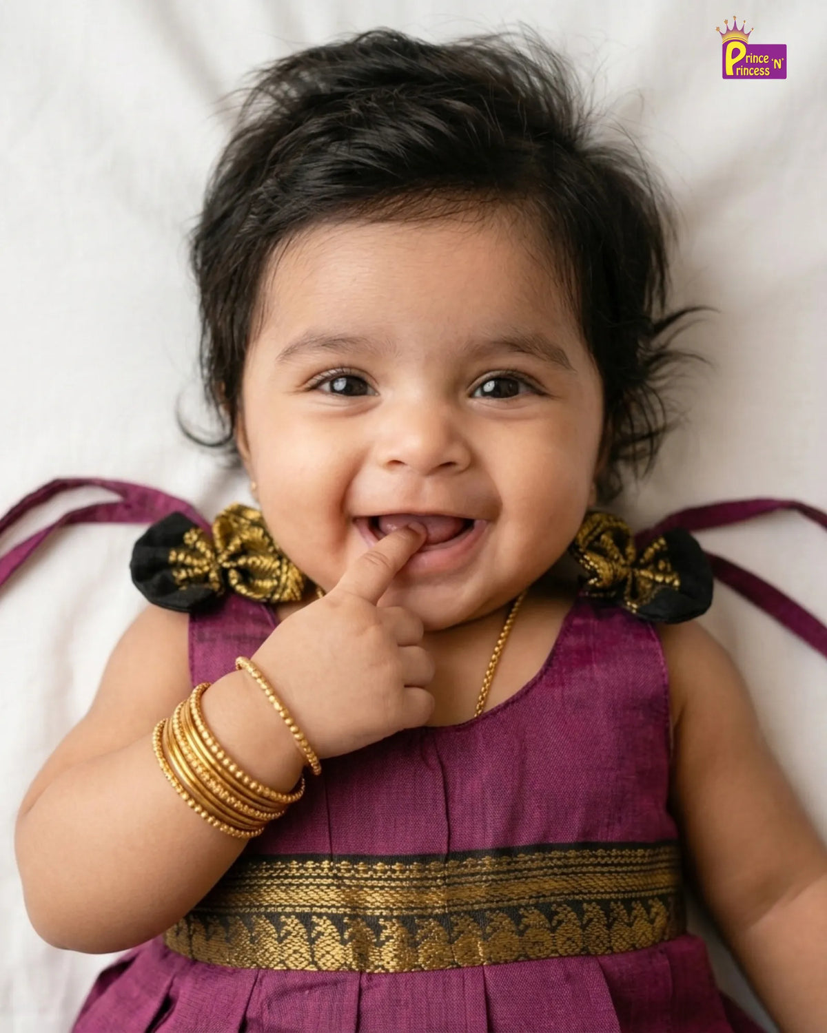 Newborn Kalyani Cotton Traditional Dress - Mauve Dark Green Zari Frock  LF2063