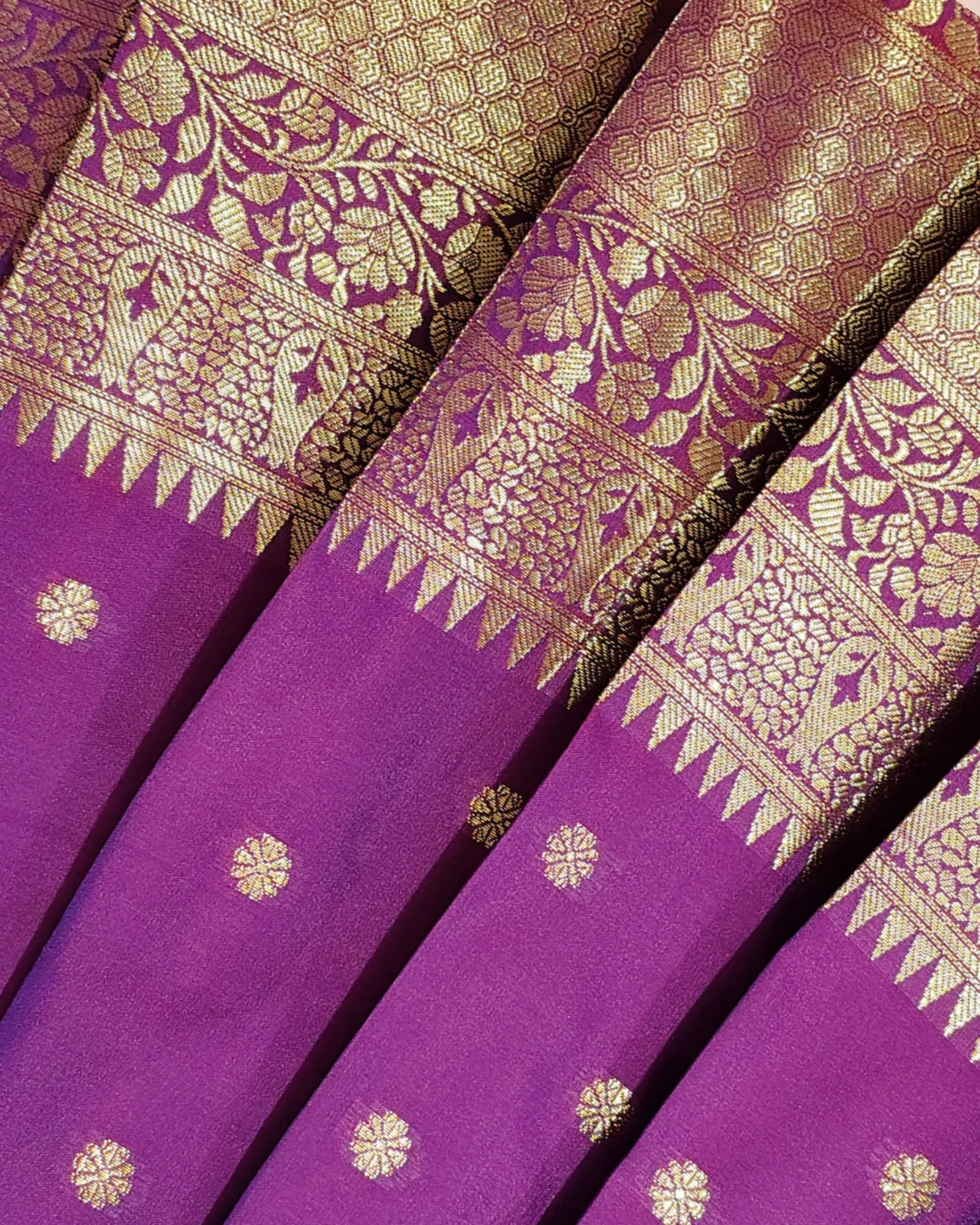Purple Magenta Pattu Pavadai for Girls | Gold Buta Silk PPP2138