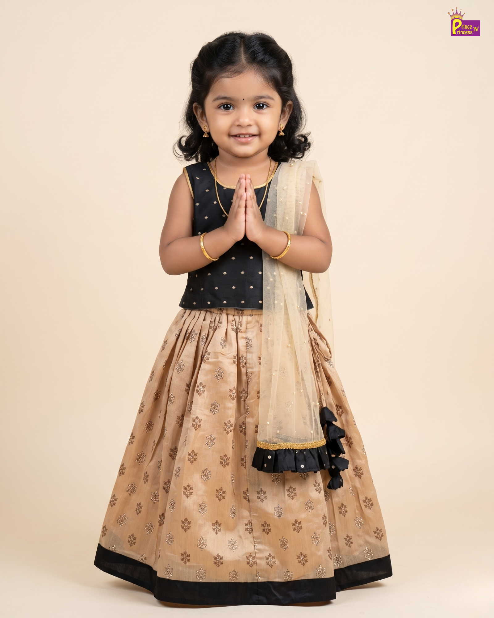 Black & Champagne Gold Designer Lehenga Choli for Girls LC201