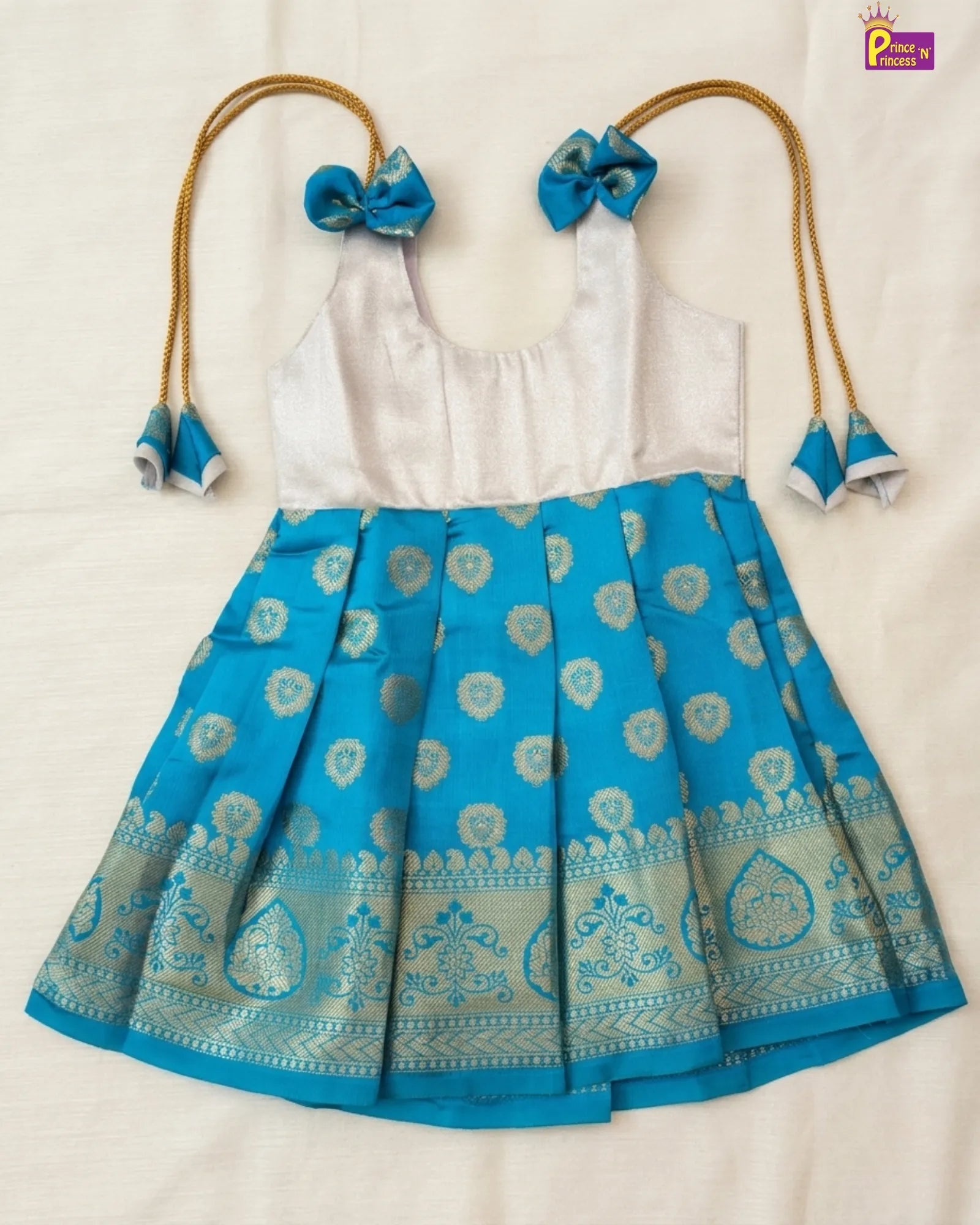 Baby Girl Blue Silk Pattu Frock – Newborn Naming Ceremony Dress LF1827 for kids festival wear