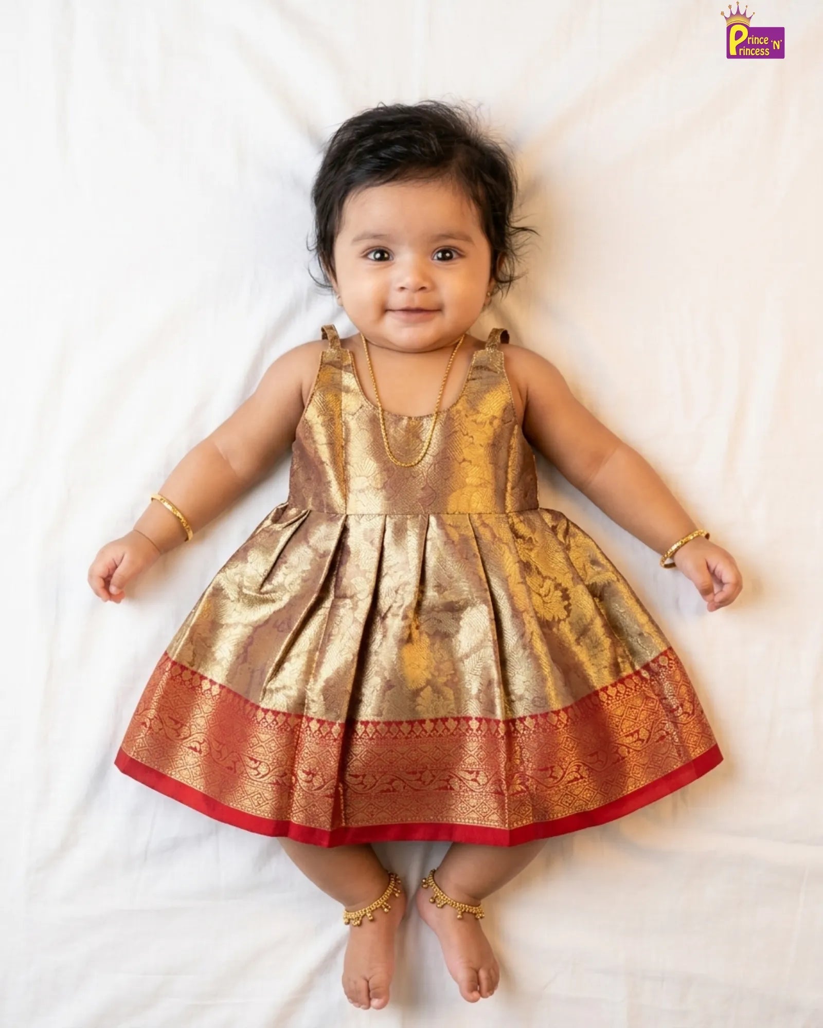 Baby Girl Green Banarasi Silk Pattu Frock Newborn Mottai Ceremony Dress - LF1867 for kids festival wear