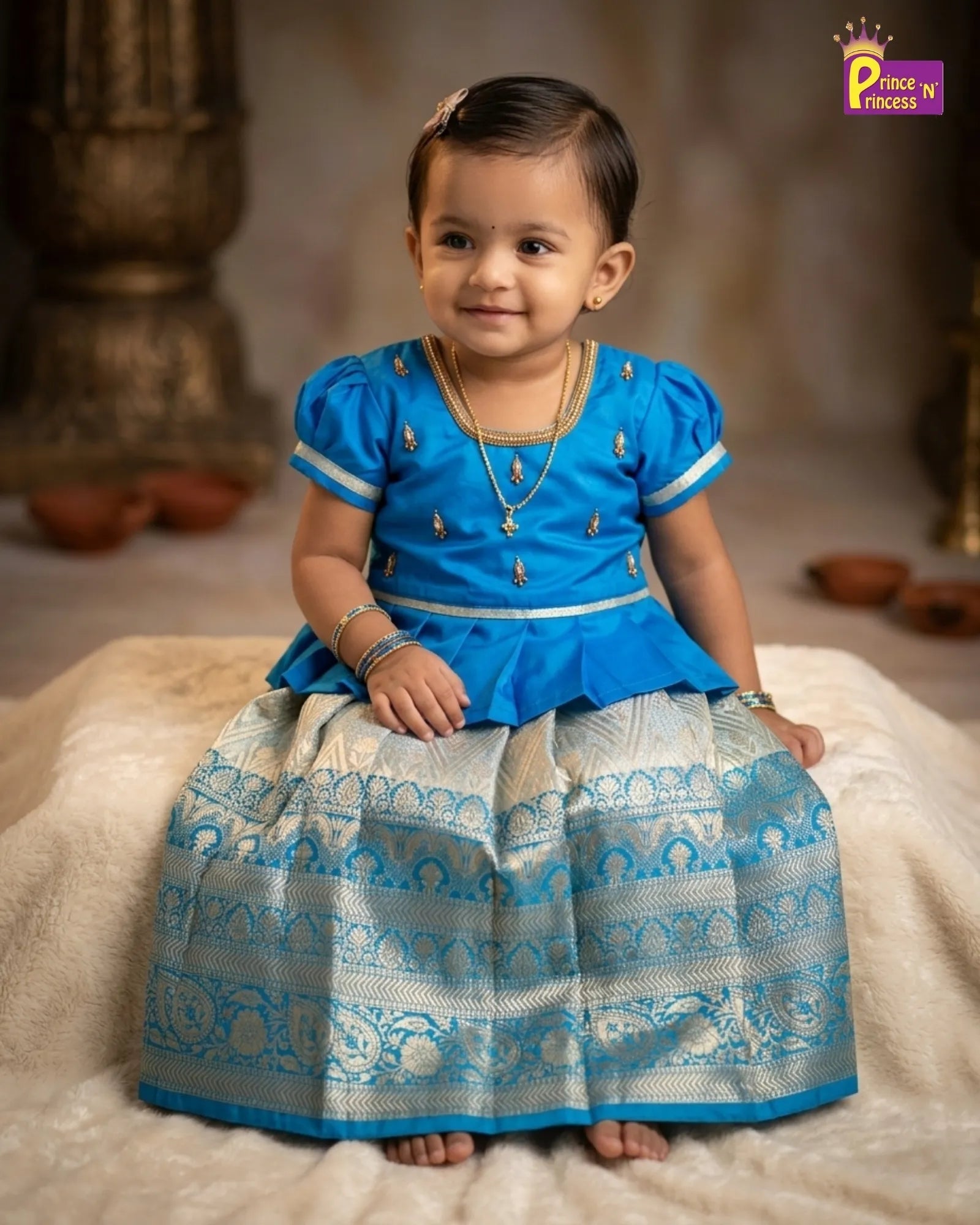 Baby Girl Pattu Silk Gift Box Set for First Birthday & Naming Ceremony (0 - 12 Months) GB - GT003 - Prince N Princess