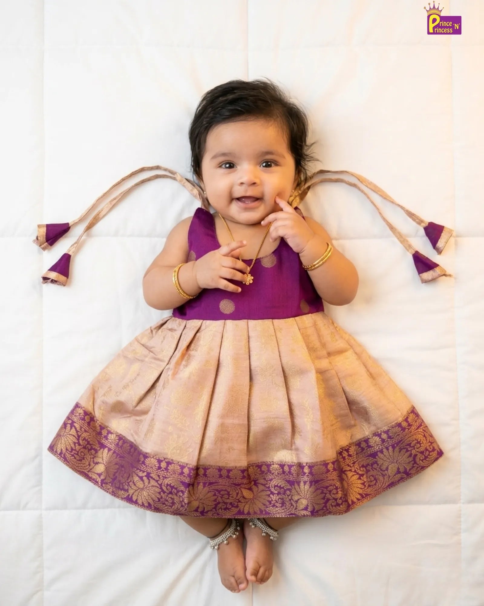 Baby Girl Pink Silk Pattu Frock – Newborn Naming Ceremony Dress LF1813 for kids festival wear