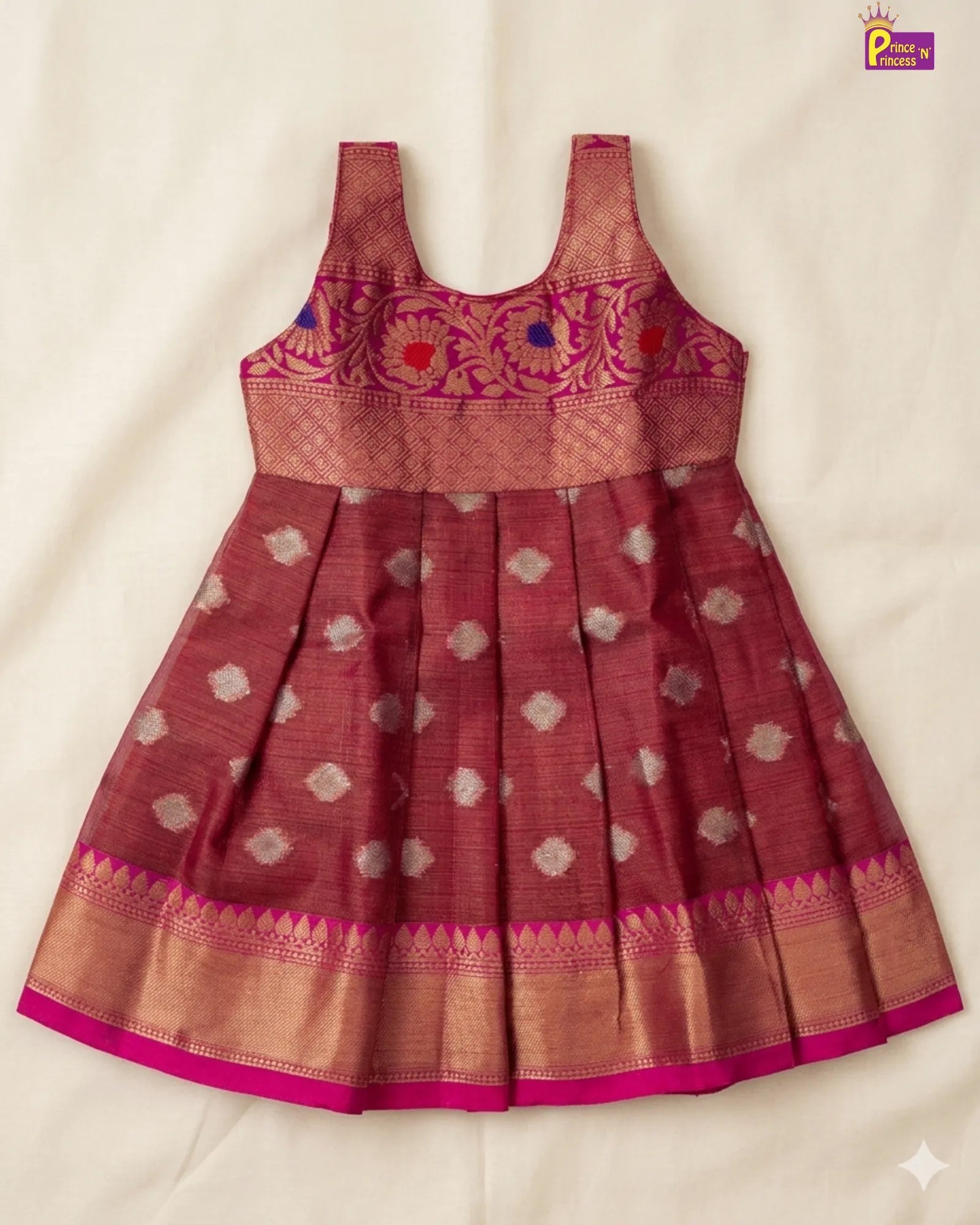 Baby Girl Pink Tissue Silk Pattu Frock – Newborn Dress LF1841 for kids festival wear