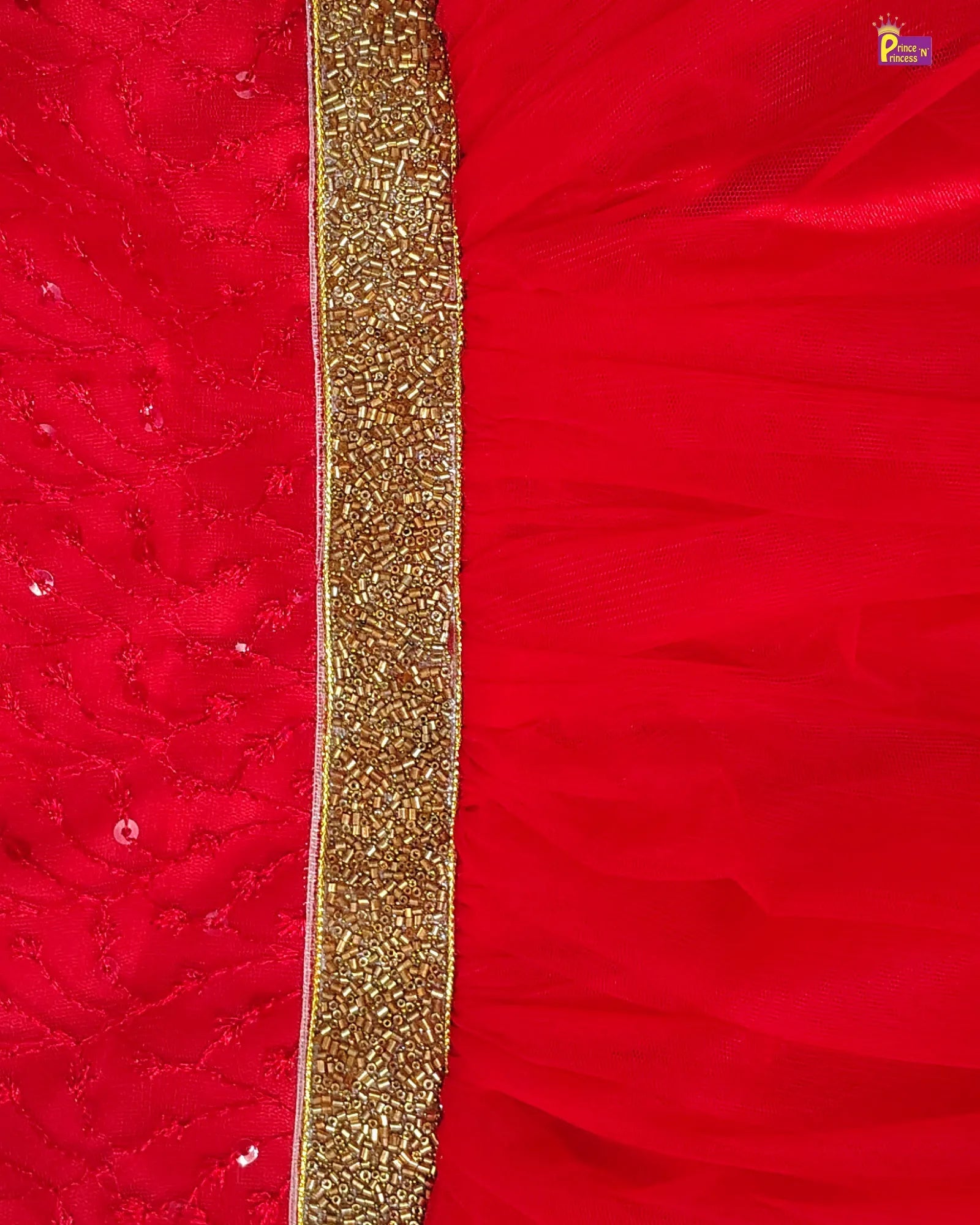 Red fabric with gold embroidery