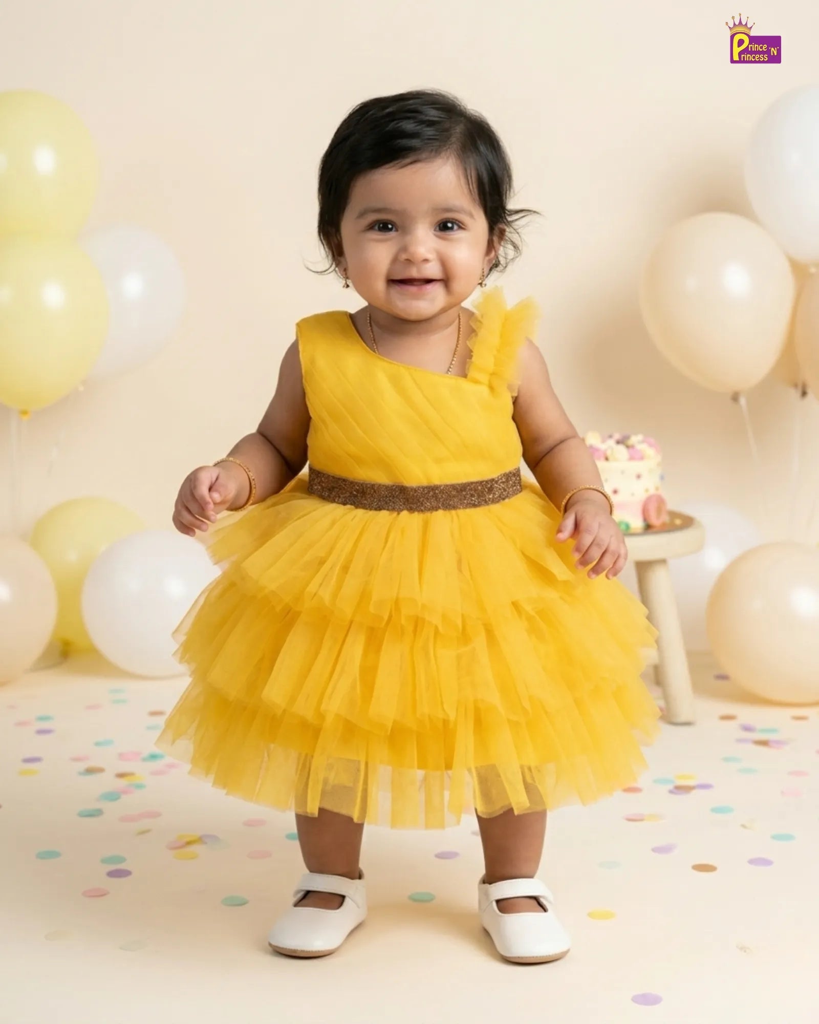 Baby Girl Yellow Birthday Frock – Tulle Party Dress
