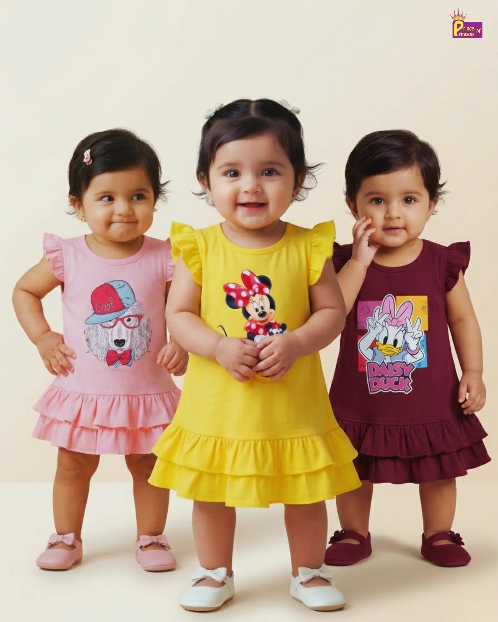 baby girls knitted cotton character print frock summer wear princenprincess