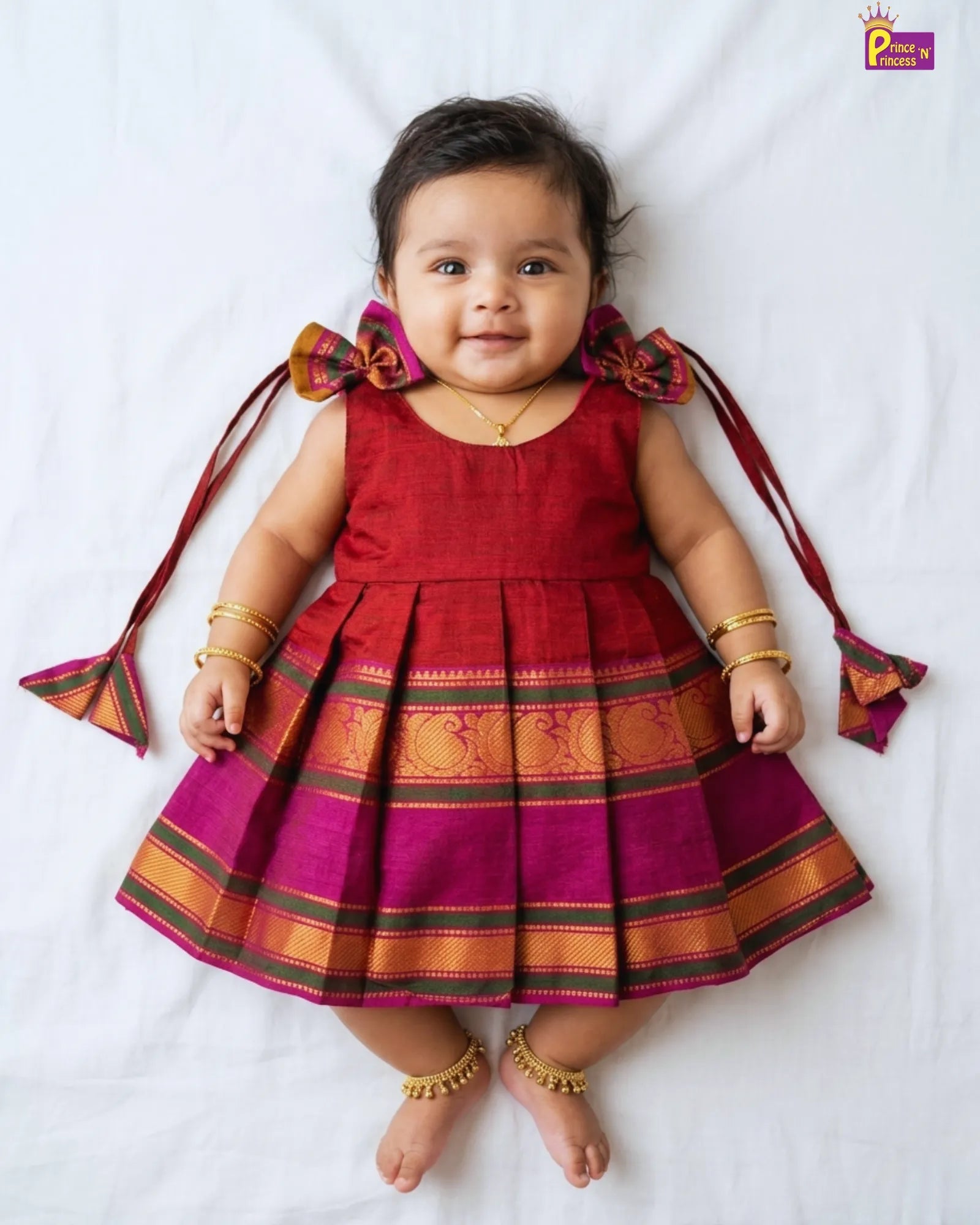 Baby Girls Traditional Chettinad Cotton Dress LF1835 for kids festival wear