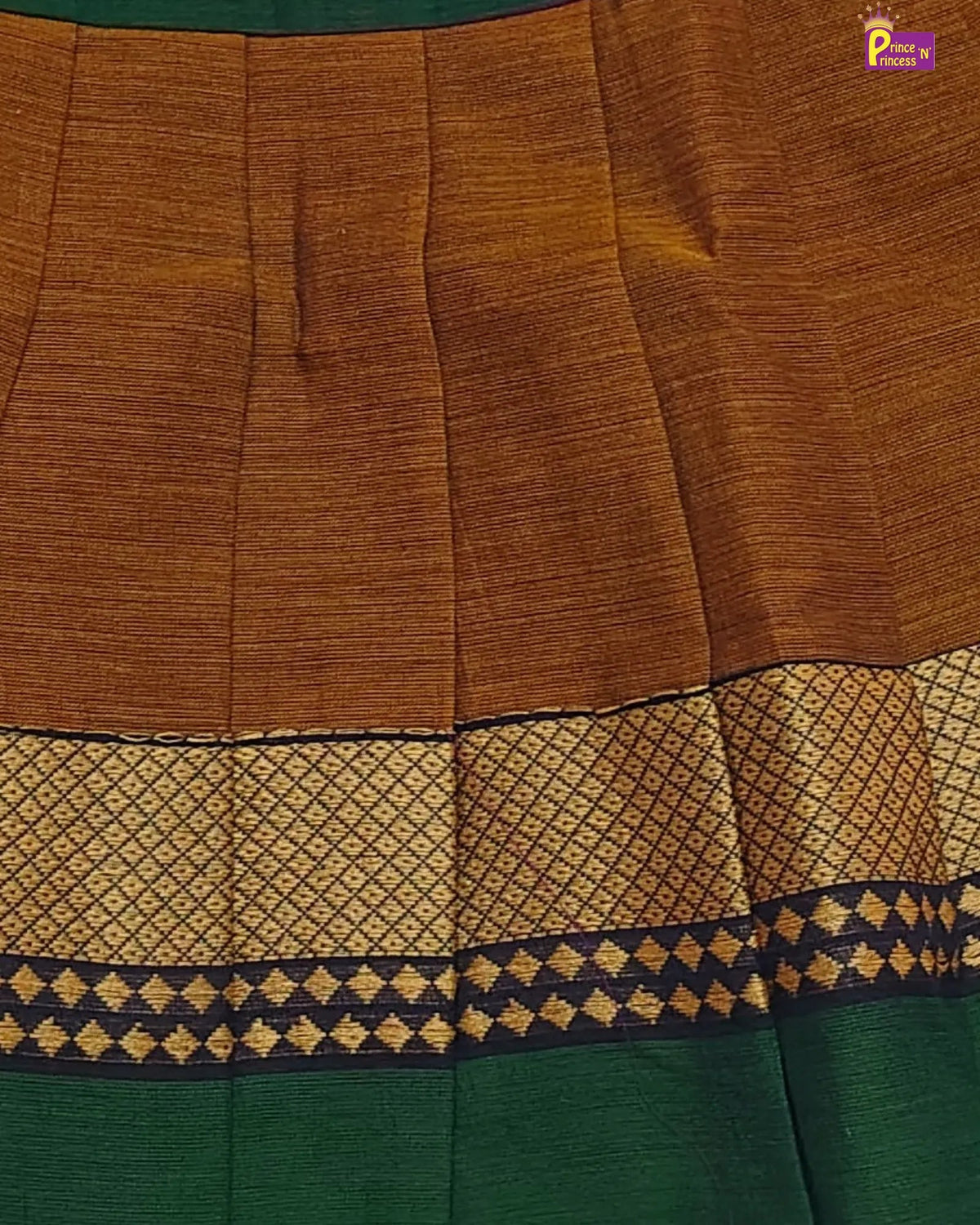 Baby Girls Traditional Golden Brown Chettinad Cotton Dress LF1868 for kids festival wear