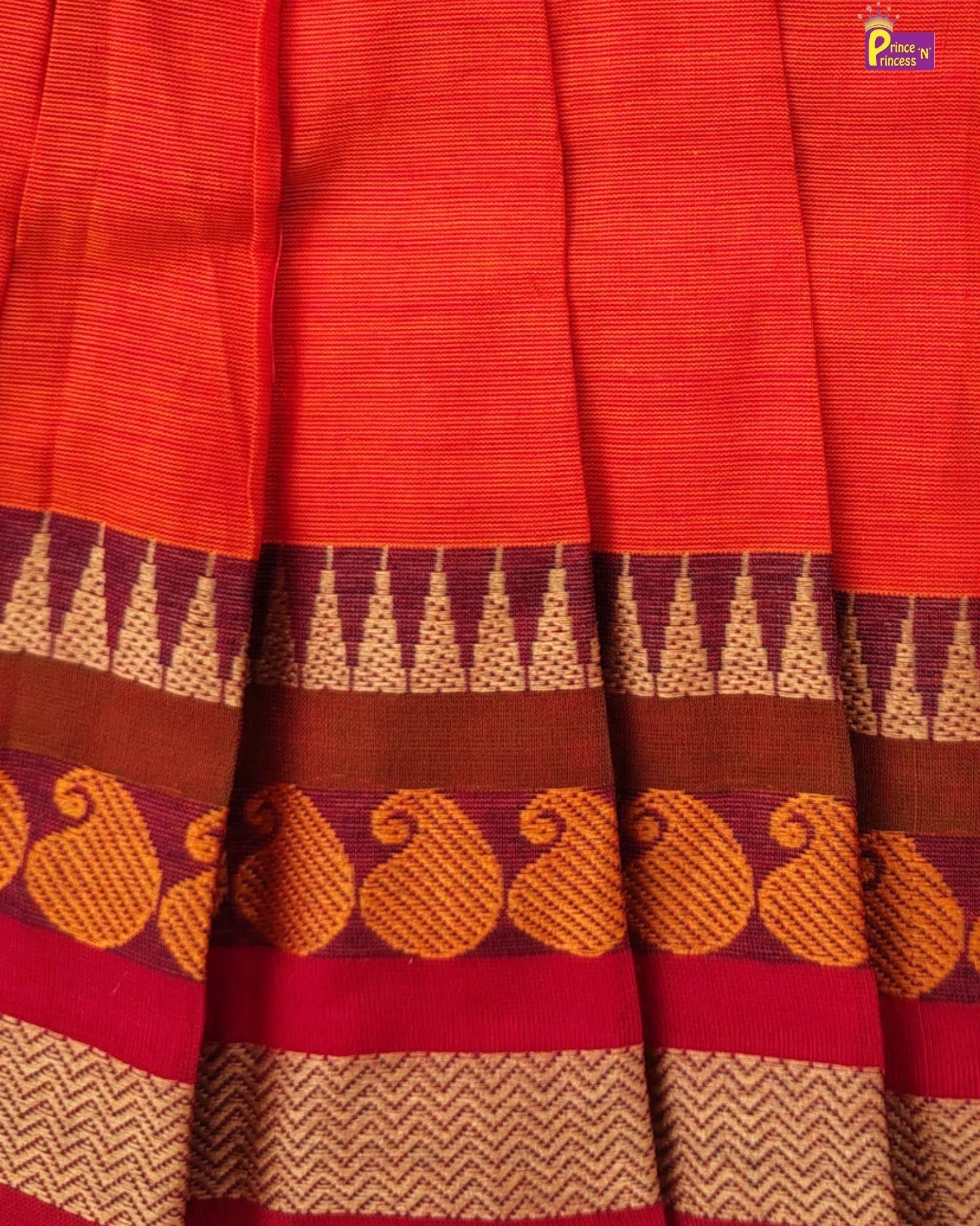 Baby Girls Traditional Orange Chettinad Cotton Dress LF1829 for kids festival wear