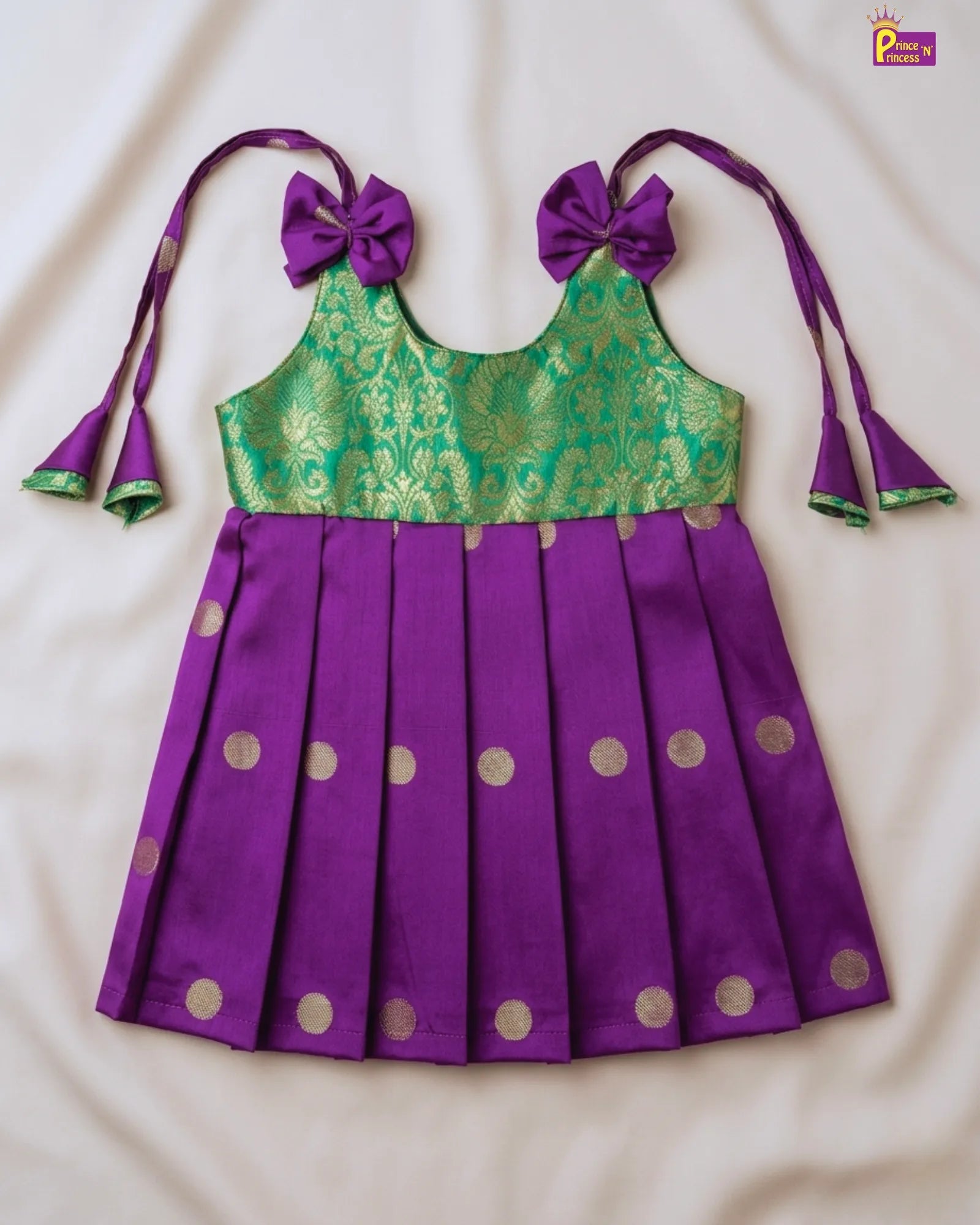 pleated purple silk pattu frock for newborn 