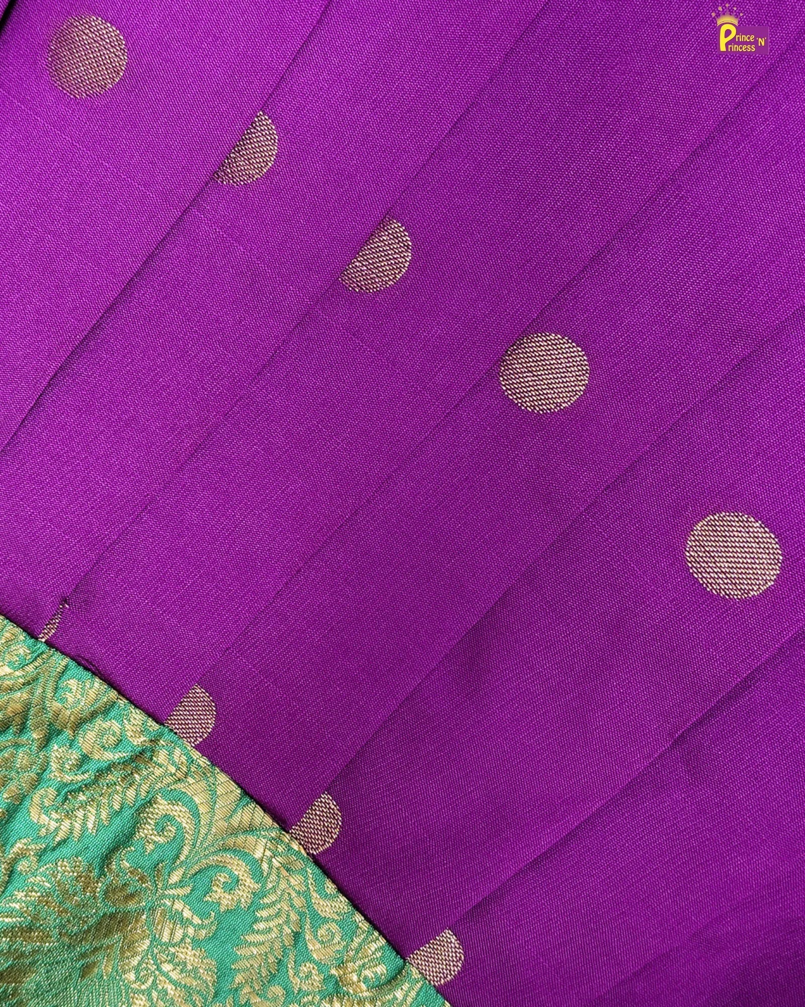 fabric of purple pattu frock