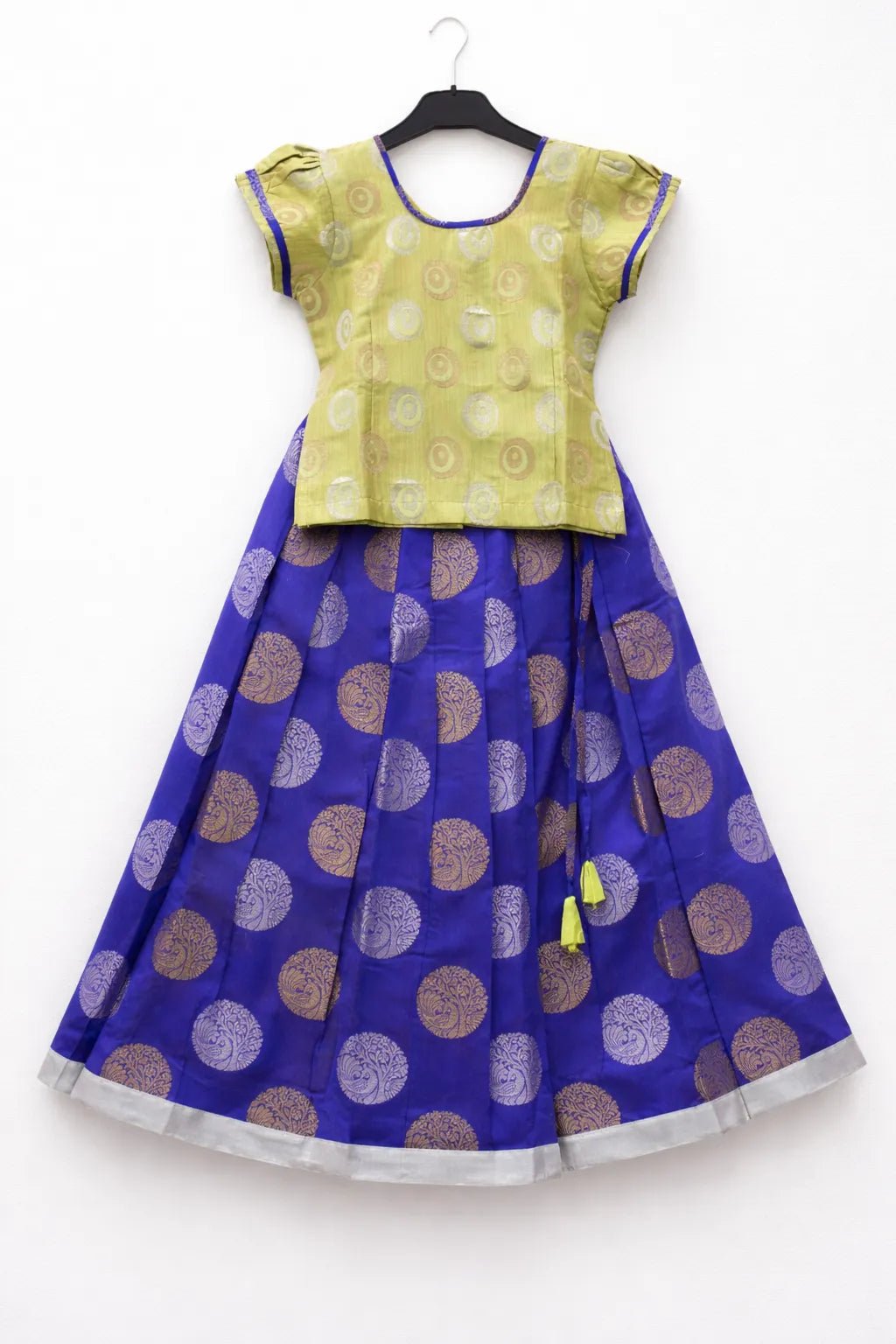 Blue And Yellow Traditional Pattu Pavadai PPP1094 - Prince N Princess