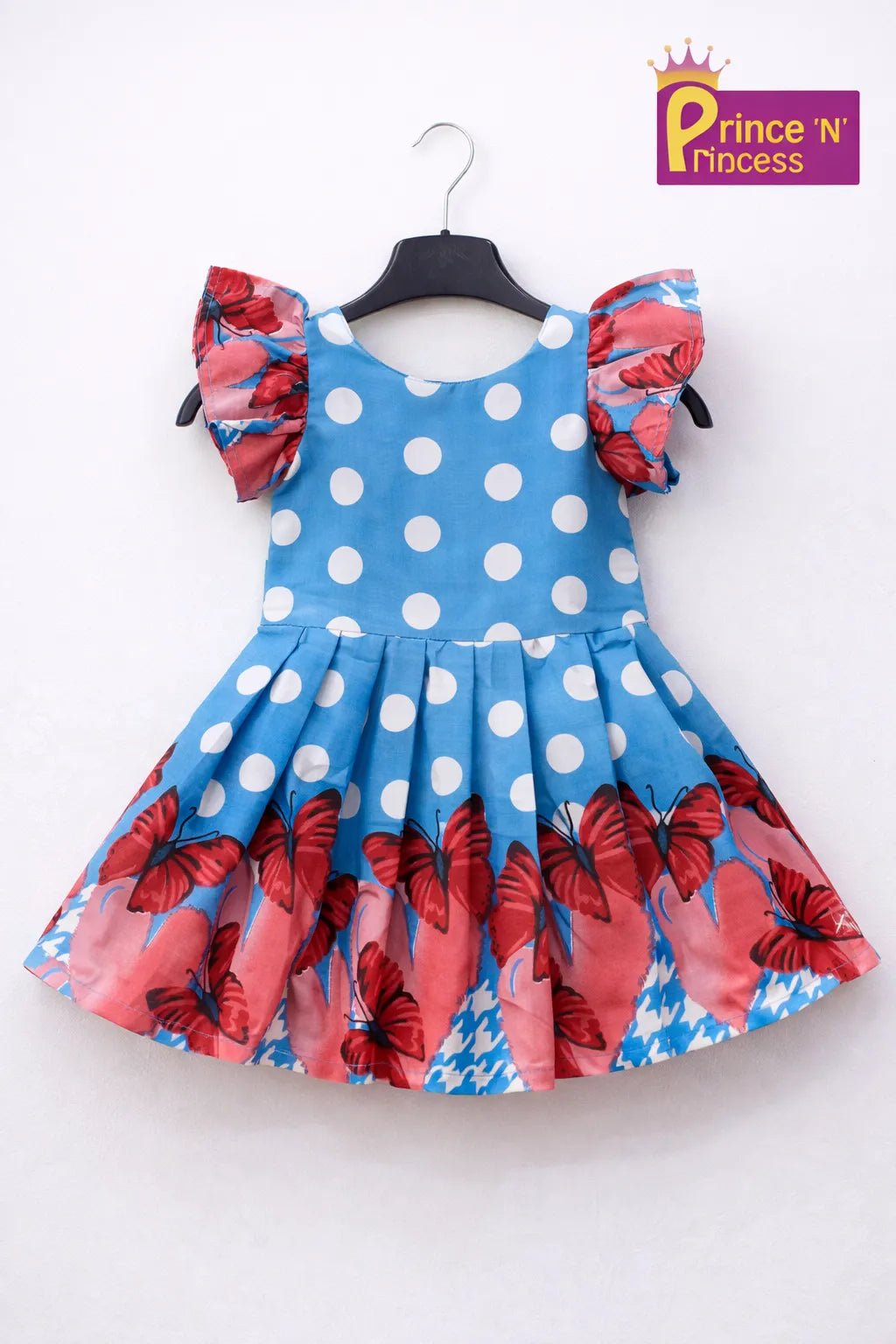 Blue Red Cotton Frock CF216 - Prince N Princess