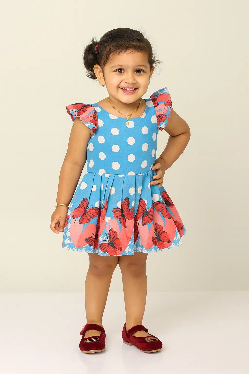Blue Red Cotton Frock CF216 - Prince N Princess