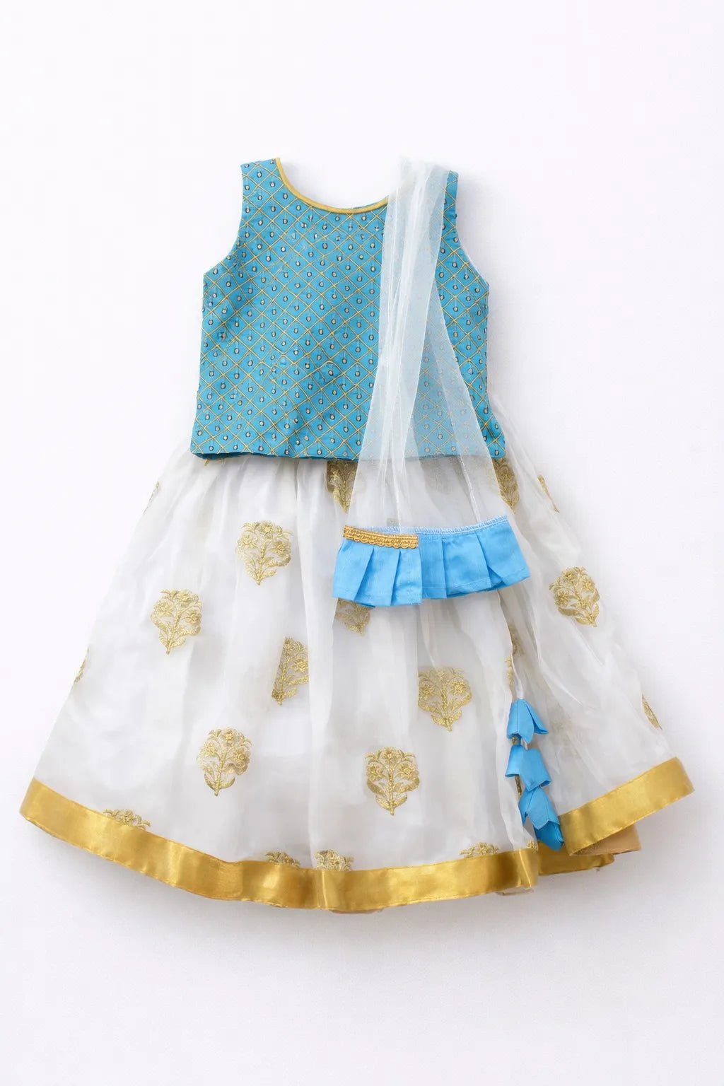 Blue White Sequence Embroidery tops Lehenga Choli LC216 - Prince N Princess