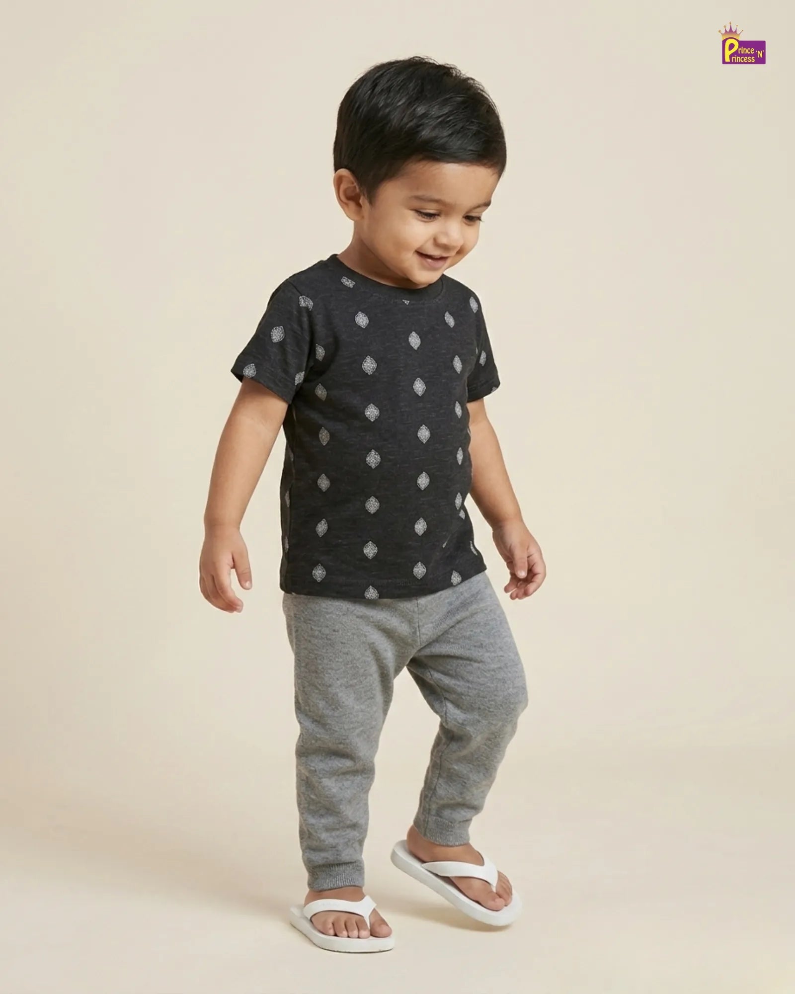 Boys Black Printed TShirt TS093 for kids festival wear