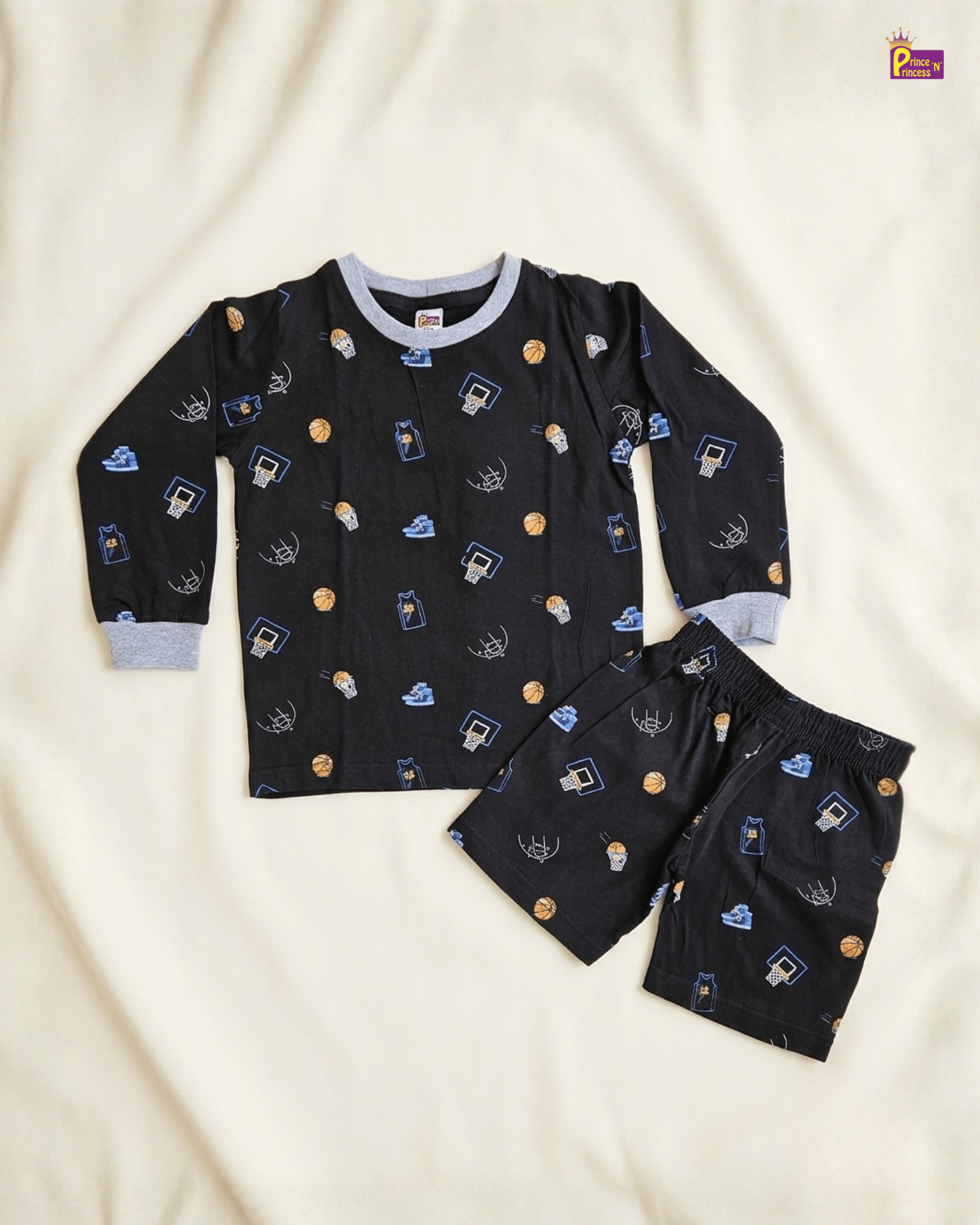 Boys Black Printed TShirt with Trouser TS096 for kids festival wear