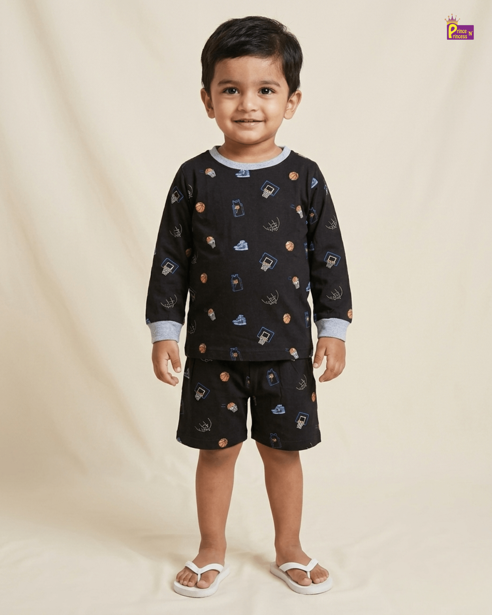 Boys Black Printed TShirt with Trouser TS096 for kids festival wear