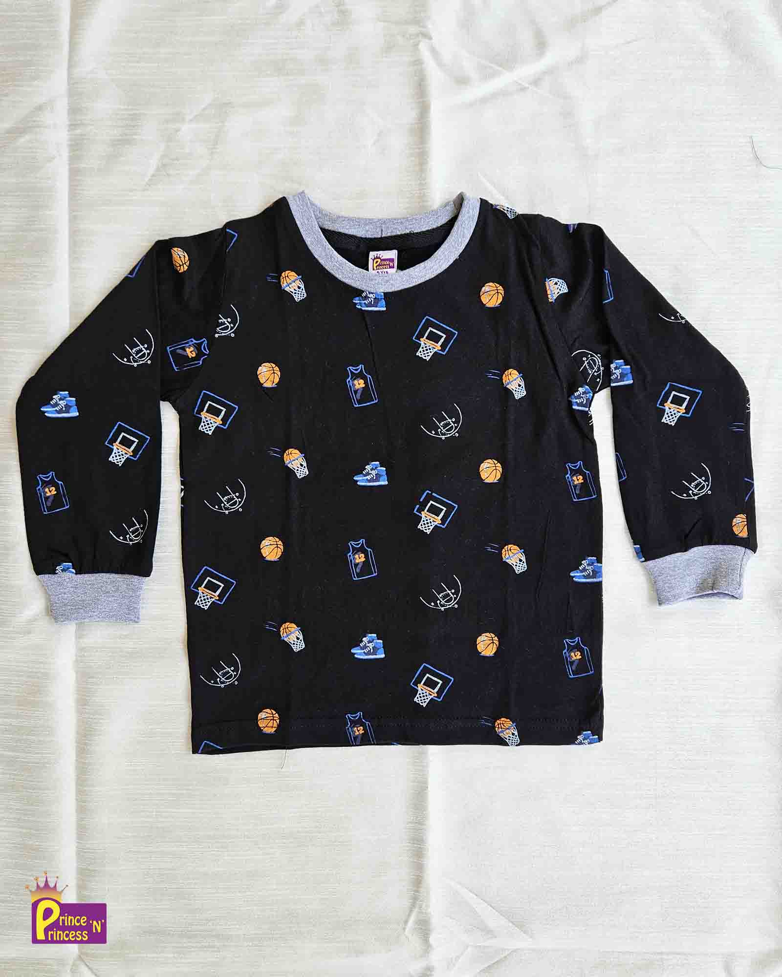 Boys Black Printed TShirt with Trouser TS096 - Prince N Princess