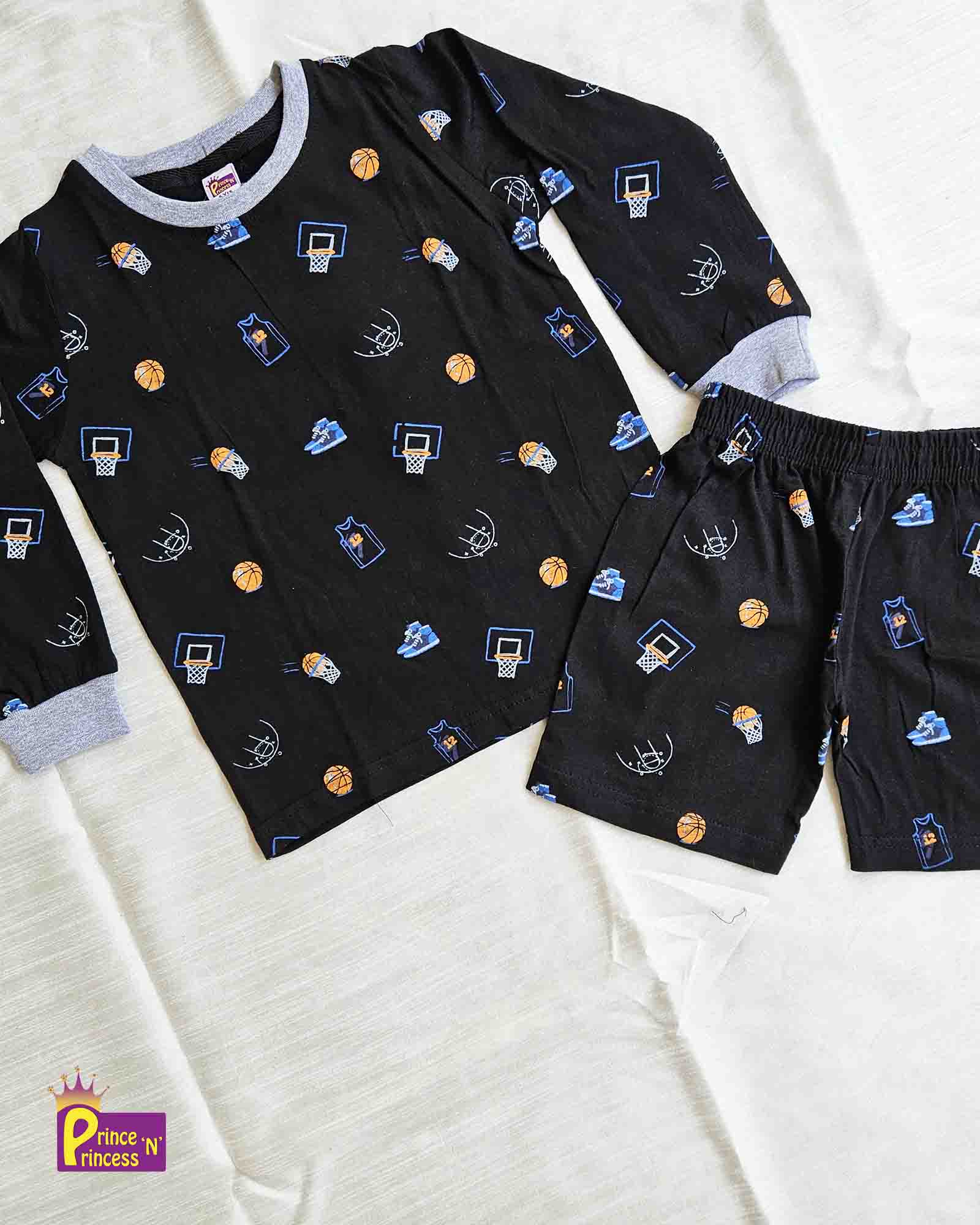 Boys Black Printed TShirt with Trouser TS096 - Prince N Princess