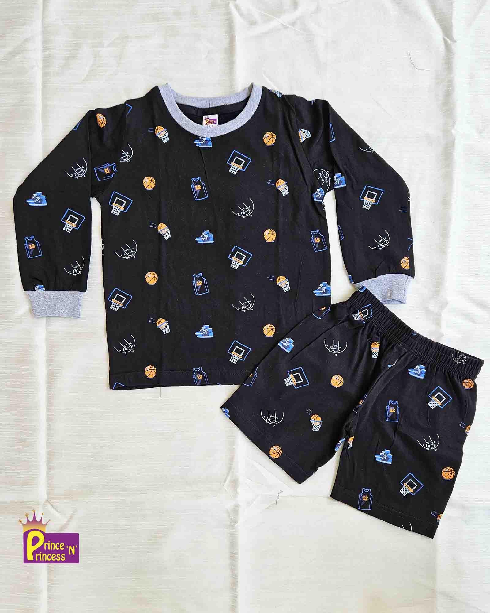 Boys Black Printed TShirt with Trouser TS096 - Prince N Princess