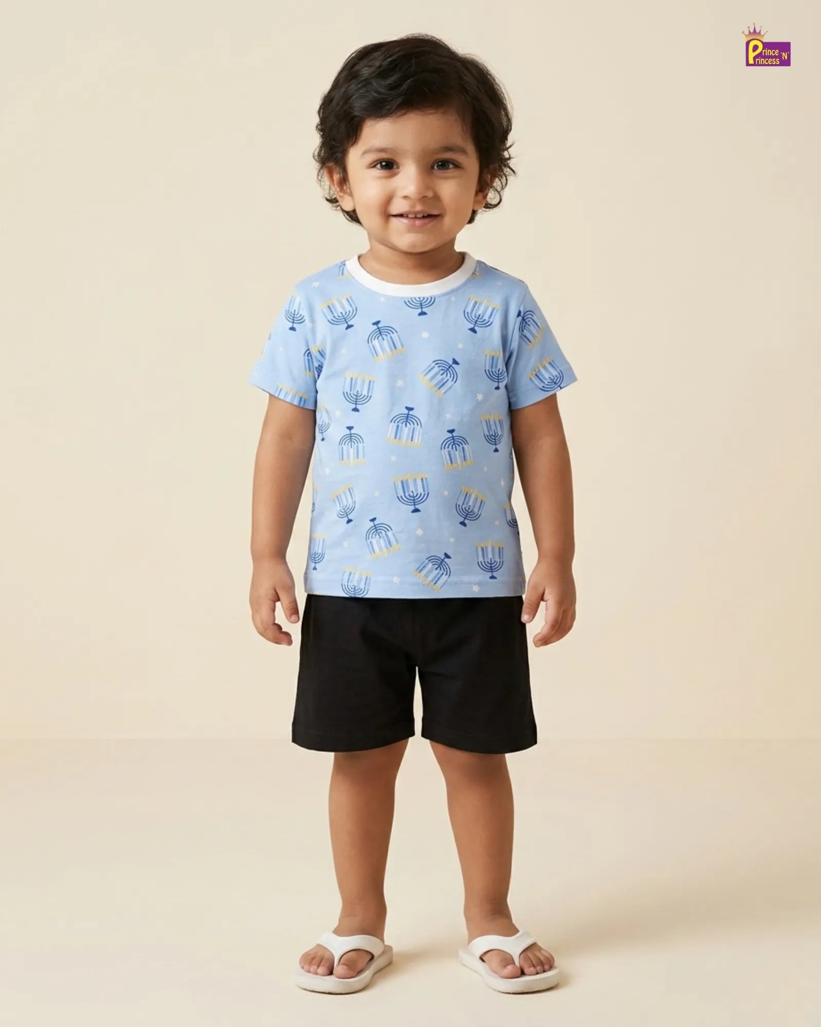 Boys Blue Printed TShirt with Trouser TS082 for kids festival wear