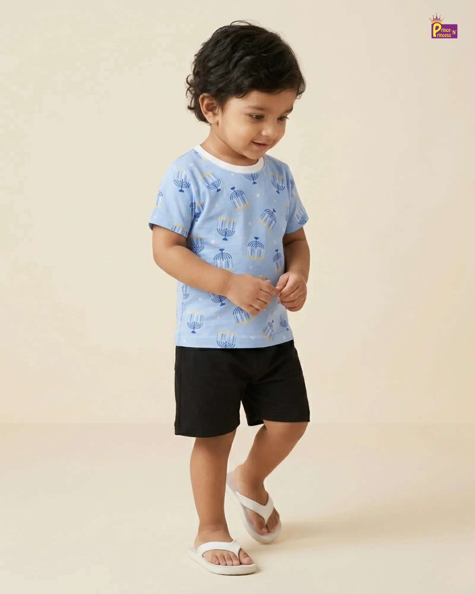 Boys Blue Printed TShirt with Trouser TS082 for kids festival wear
