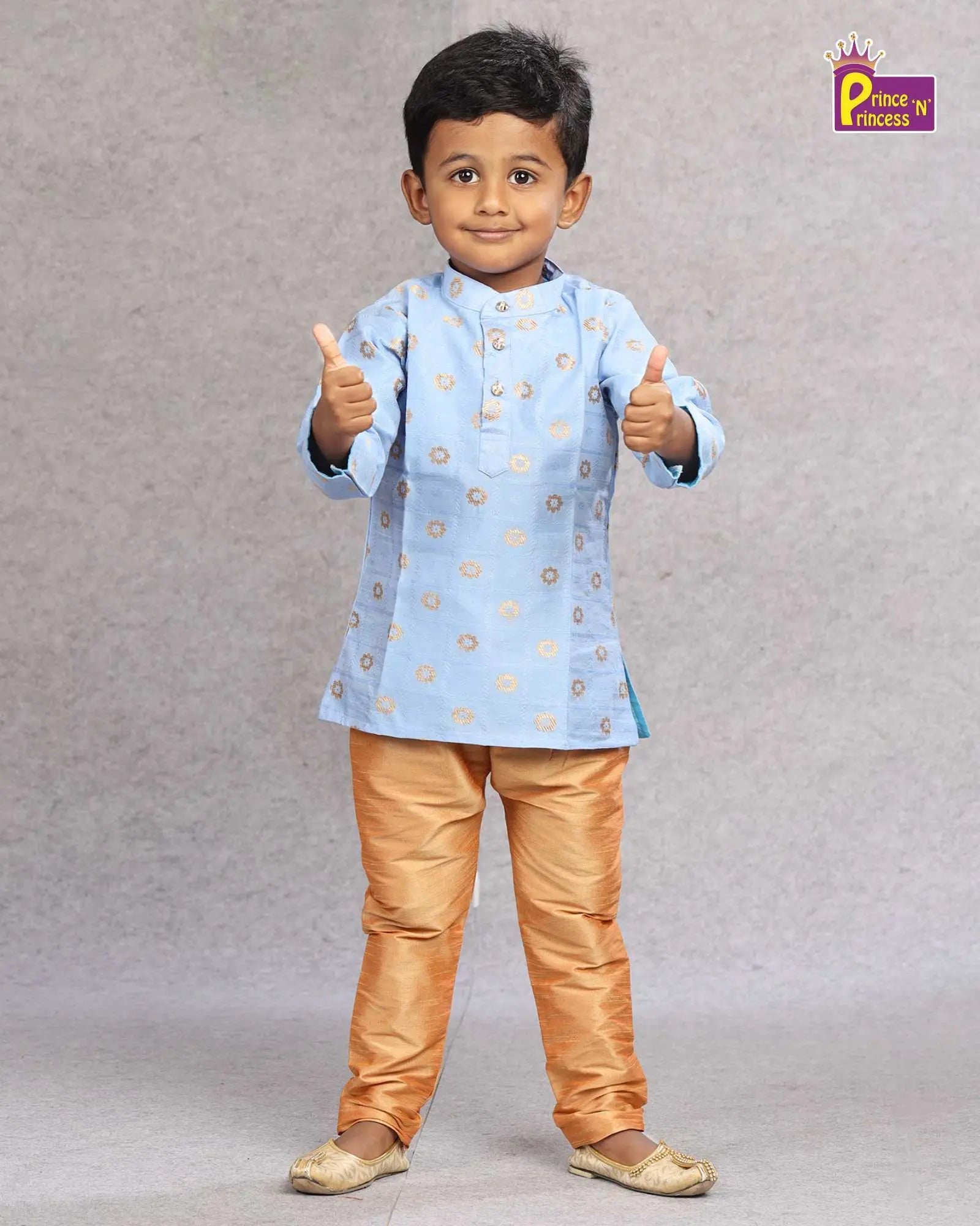Boys Blue Silk Kurta Sandal Pajama KP088 Prince N Princess