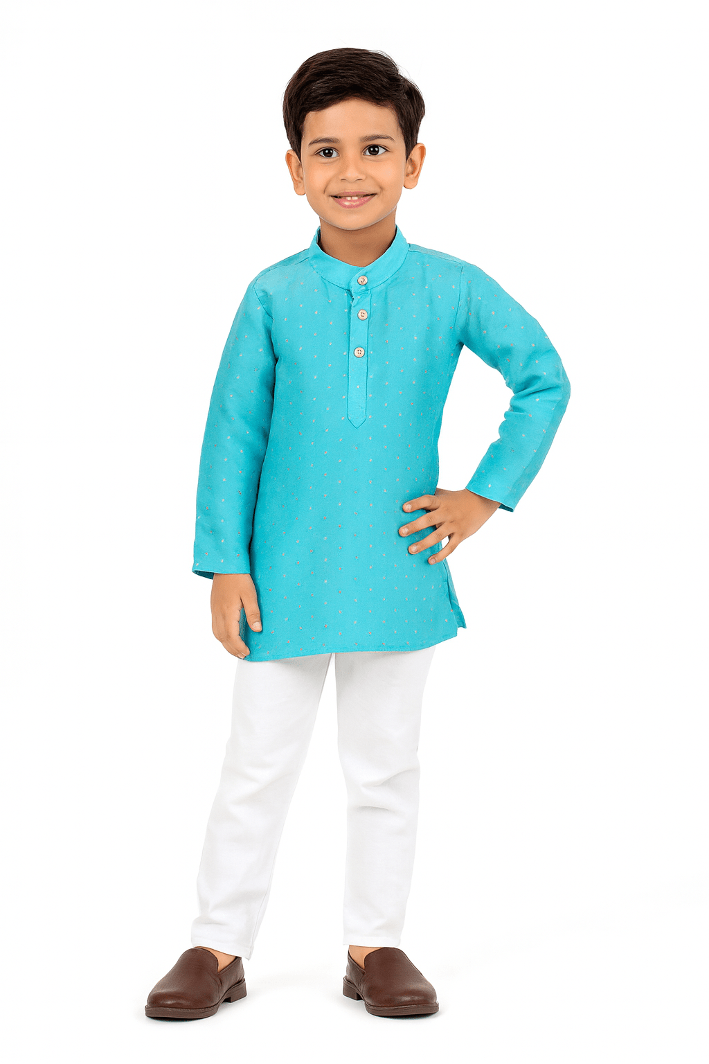 Boys Blue White Brown Kurta Pajama KP109 for kids festival wear