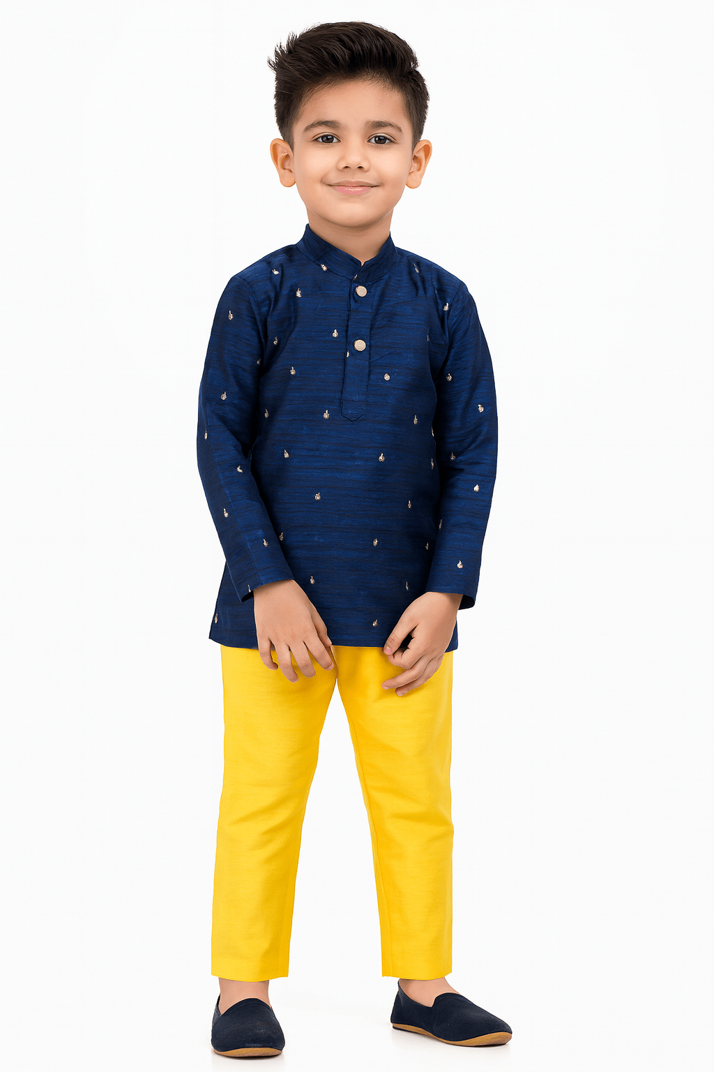 Boys Blue Yellow Kurta Pajama KP084 for kids festival wear