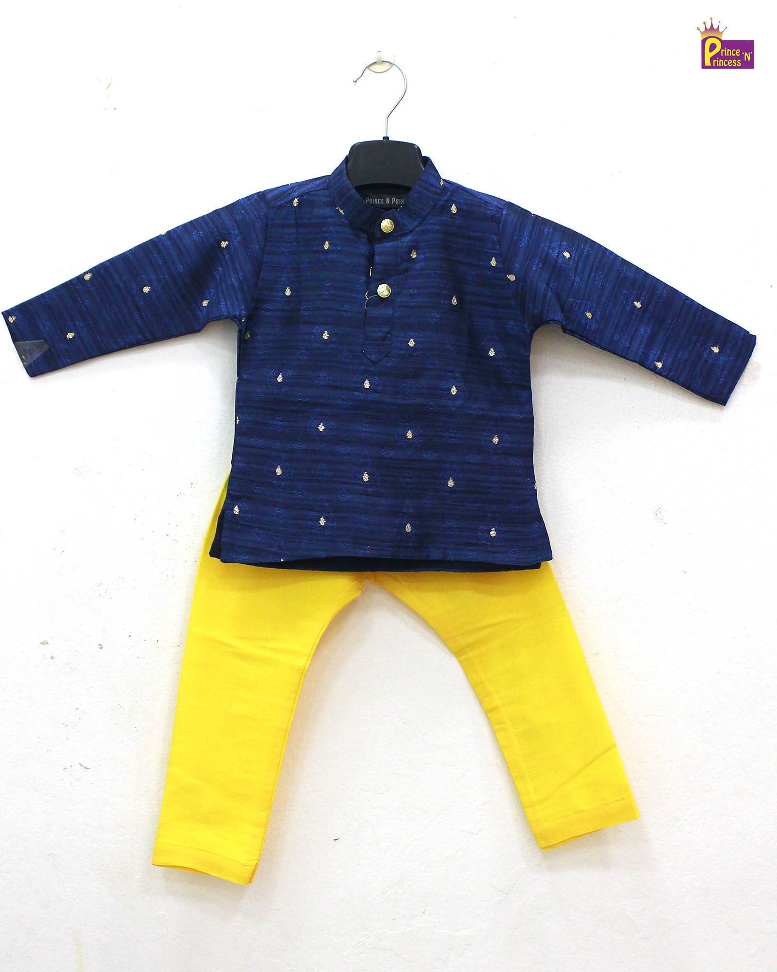 Boys Blue Yellow Kurta Pajama KP084 for kids festival wear